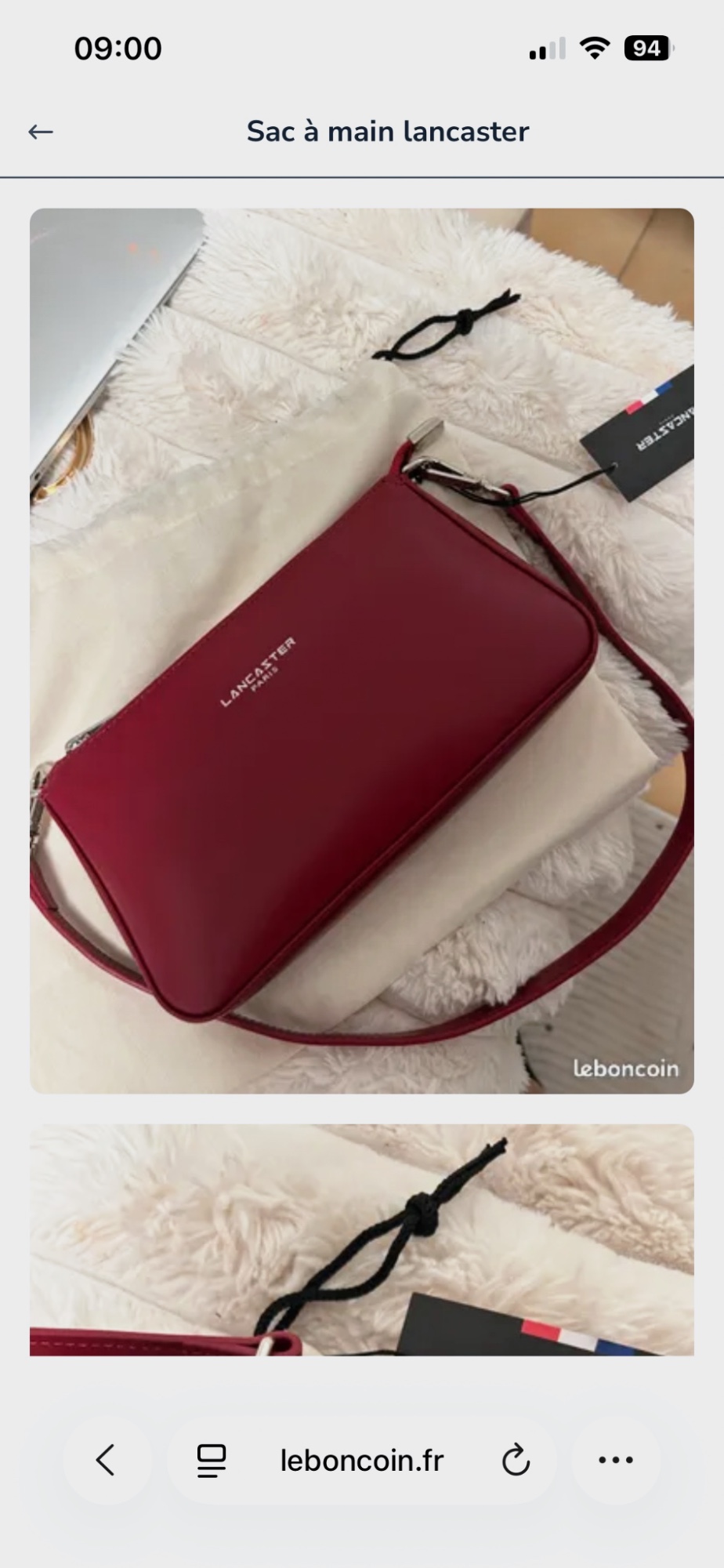 Sac baguette Lancaster rouge en cuir