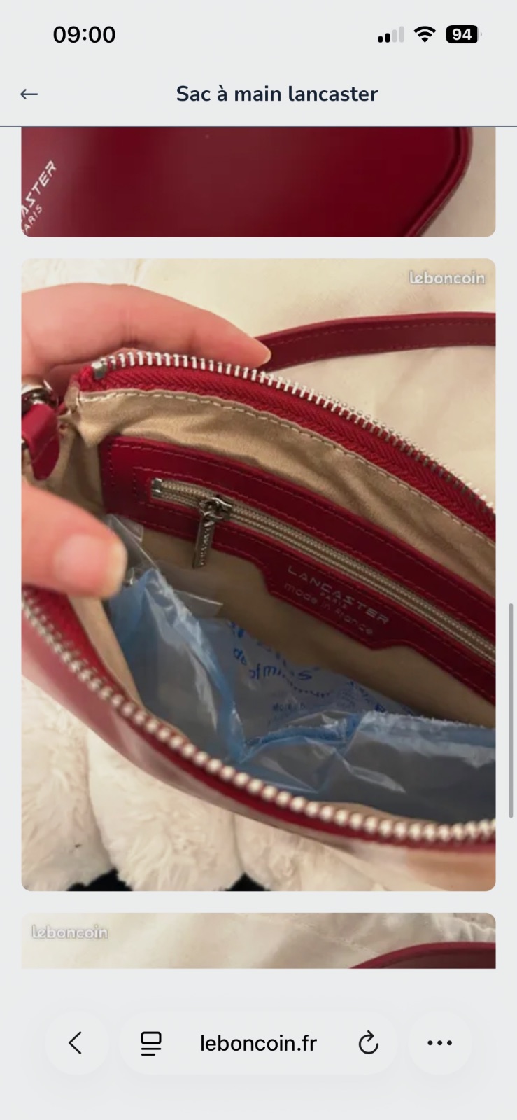 Sac baguette Lancaster rouge en cuir – Lancaster – taille Taille unique 4