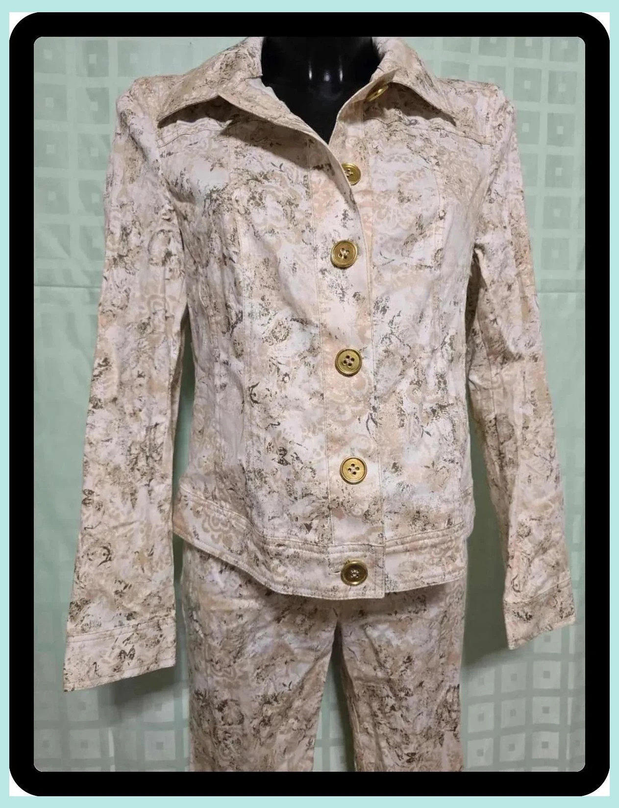 Cream and Beige Patterned Suit – Laura Kent – taille M / 38 / 10 2