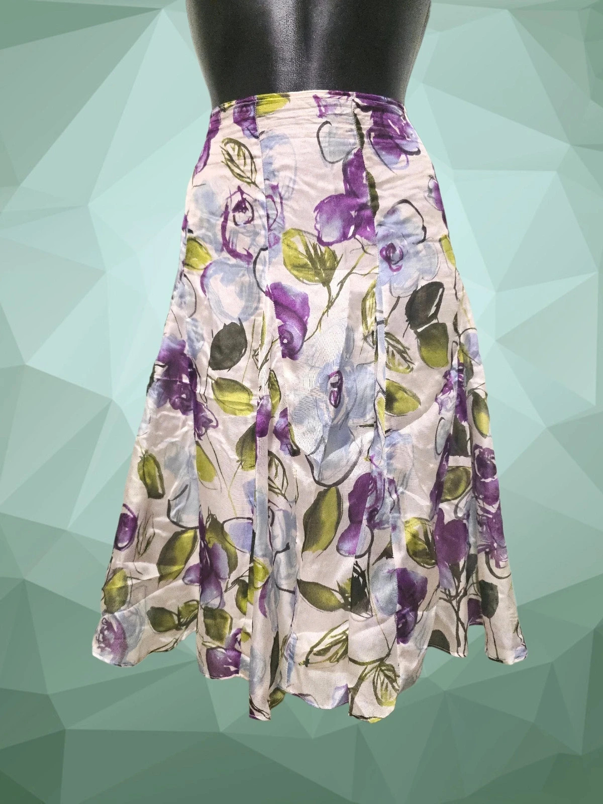 Roberto Verino 100% Silk Floral Midi Skirt