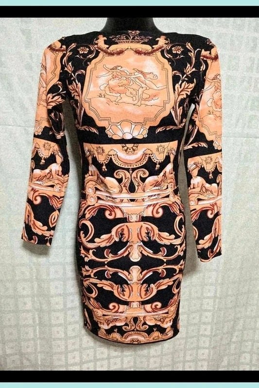 Baroque Graphic Print Bodycon Dress