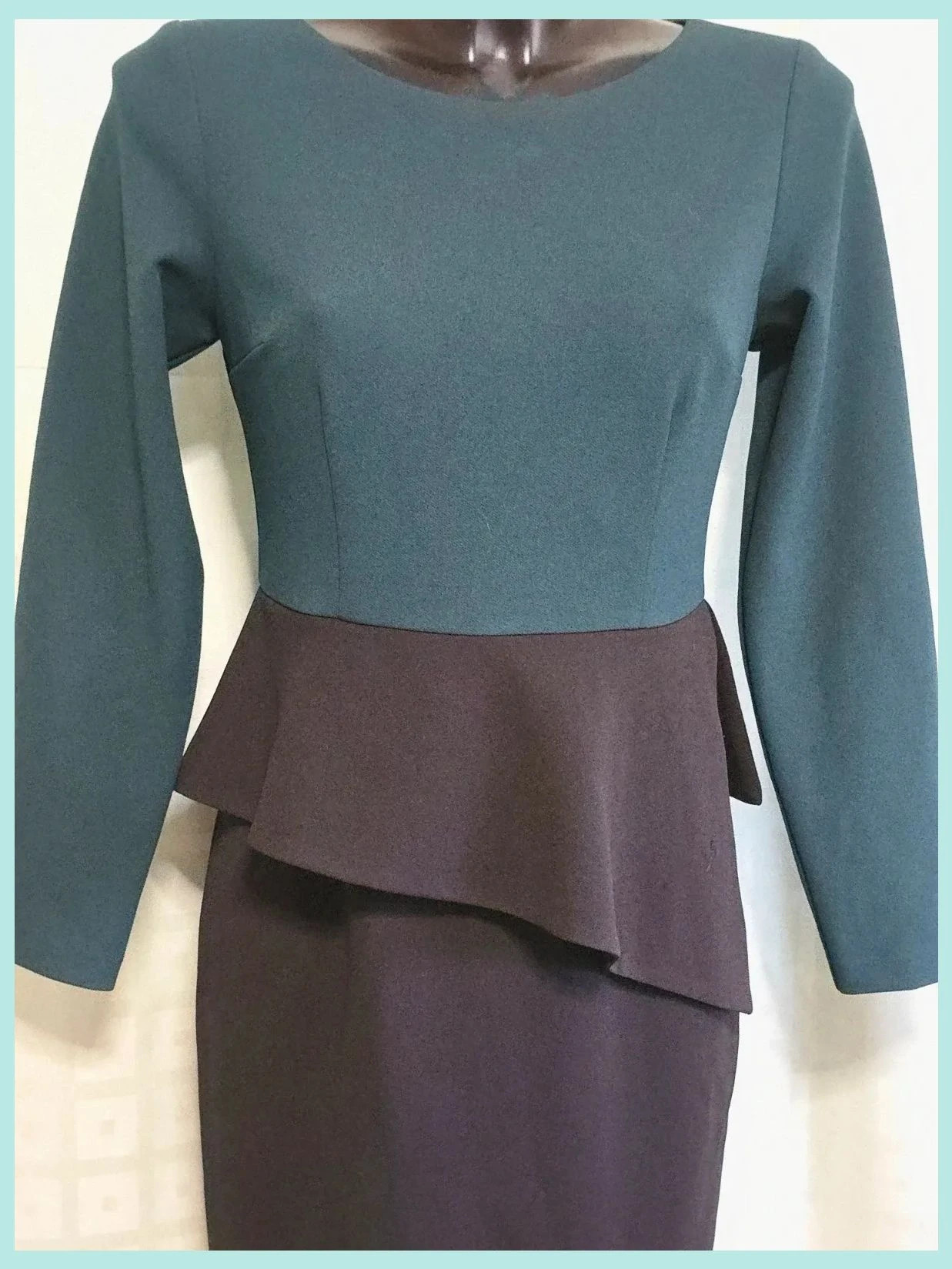 Petrol blue black peplum dress – Carlo Pascual – taille M / 38 / 10 2