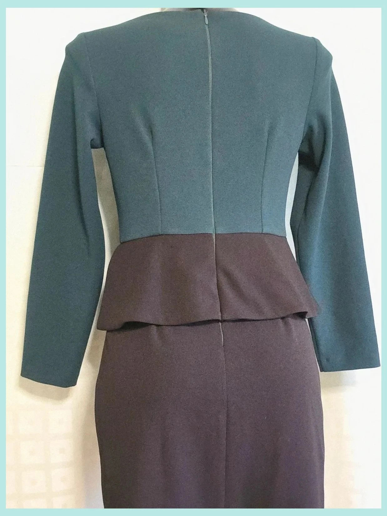 Petrol blue black peplum dress – Carlo Pascual – taille M / 38 / 10 5