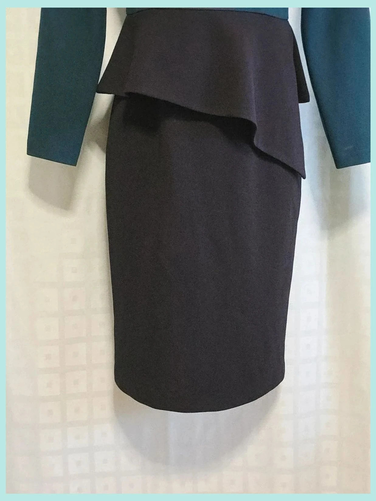 Petrol blue black peplum dress – Carlo Pascual – taille M / 38 / 10 3