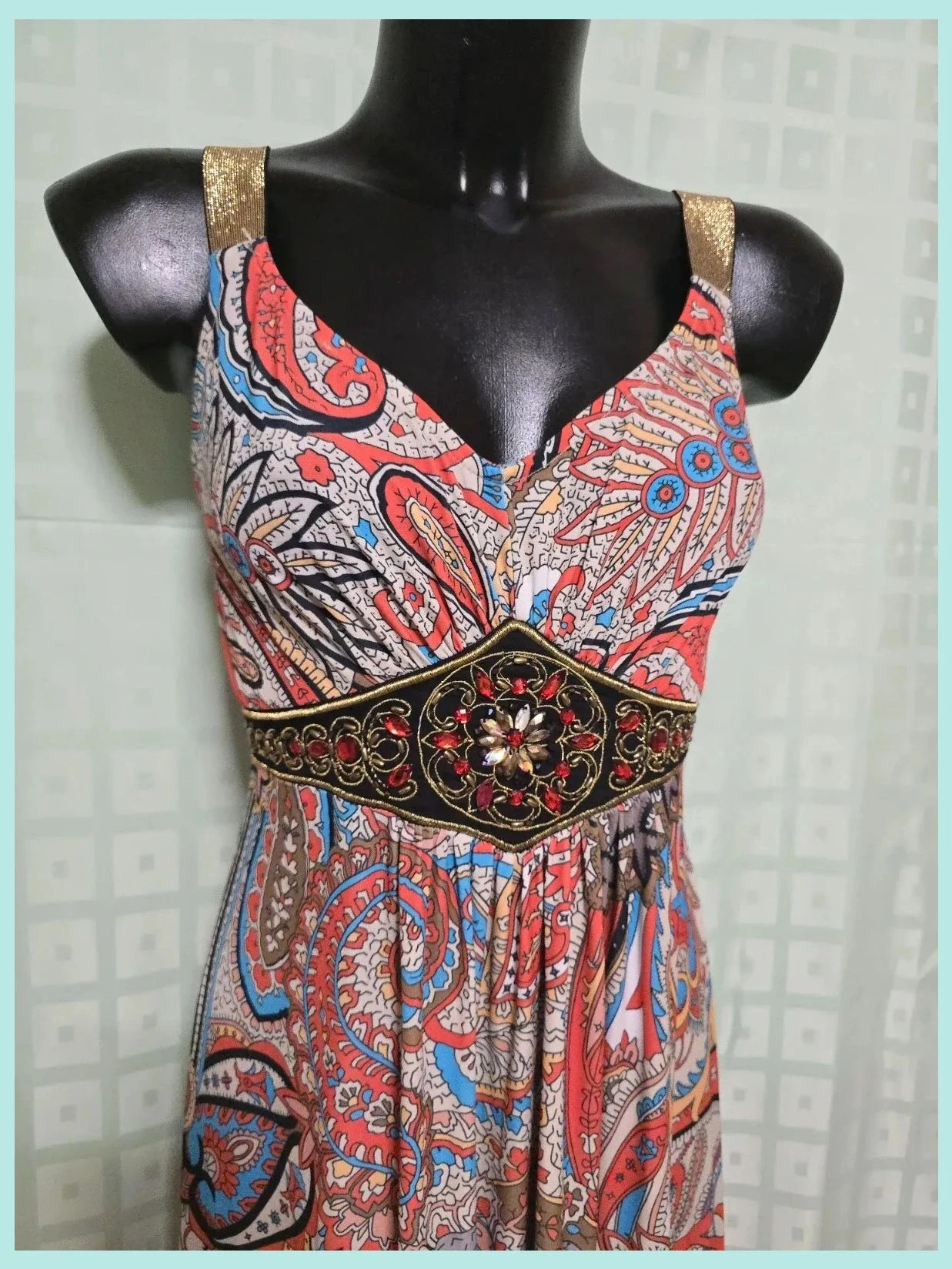 Multicolor Paisley Embellished Dress – Bodyflirt – taille M / 38 / 10 2