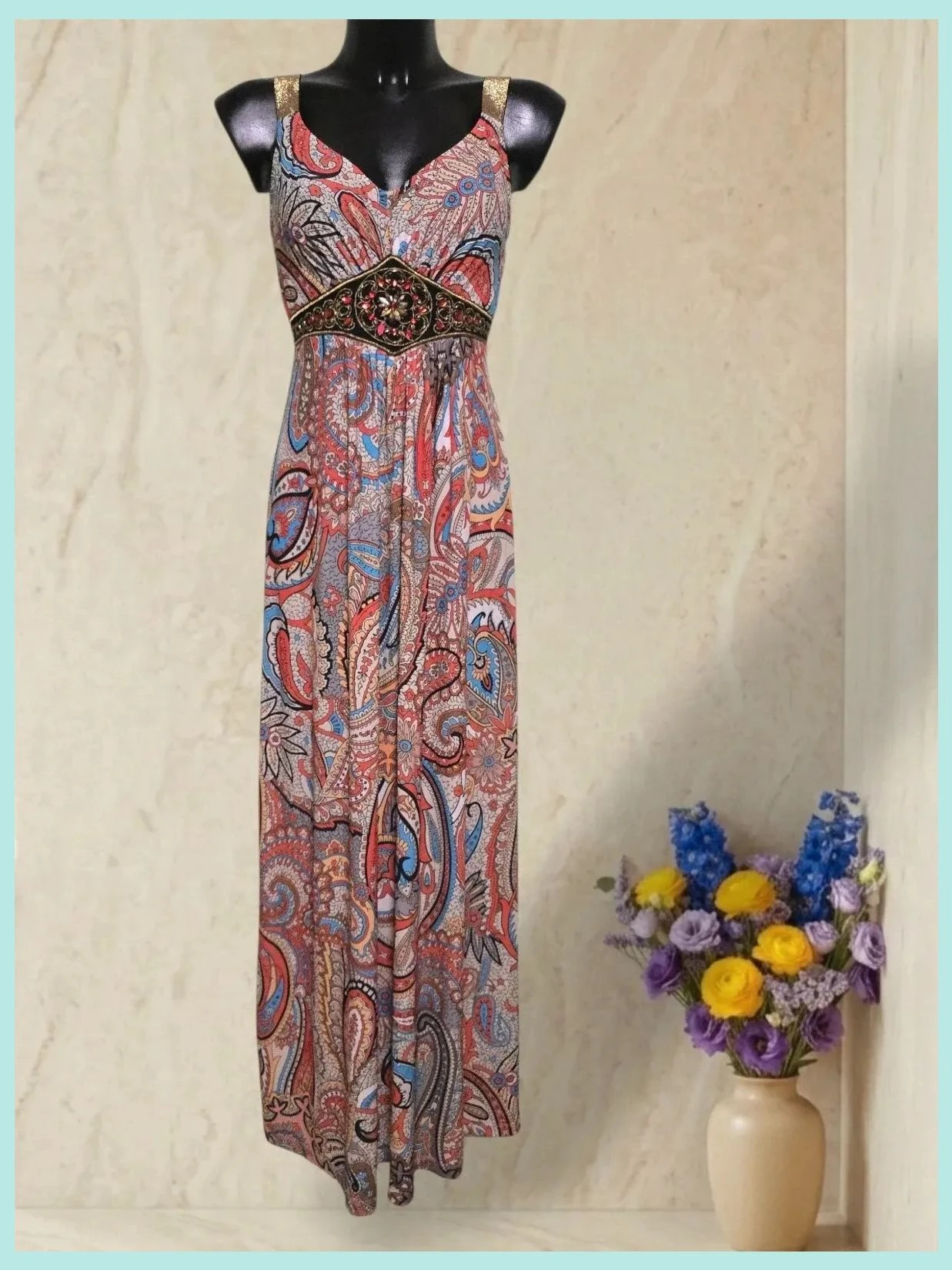 Multicolor Paisley Embellished Dress