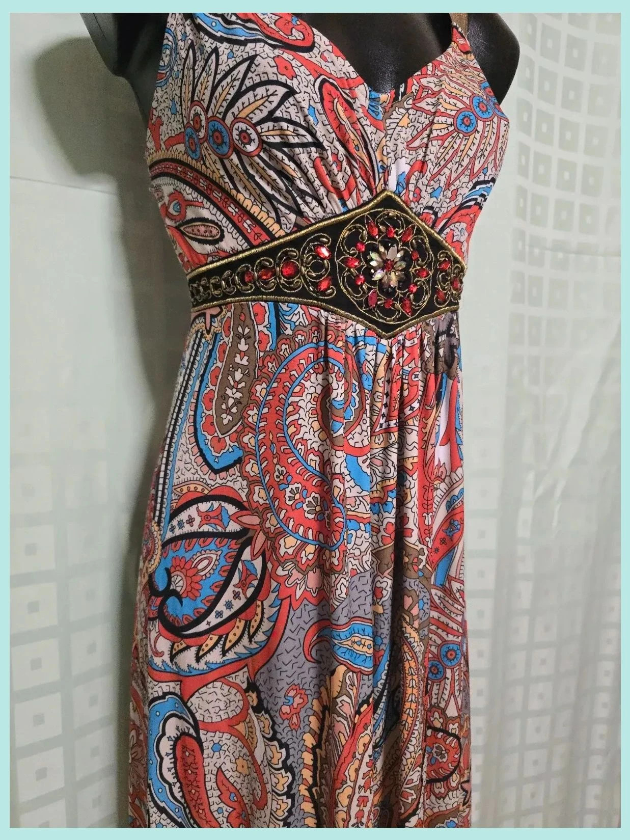 Multicolor Paisley Embellished Dress – Bodyflirt – taille M / 38 / 10 3