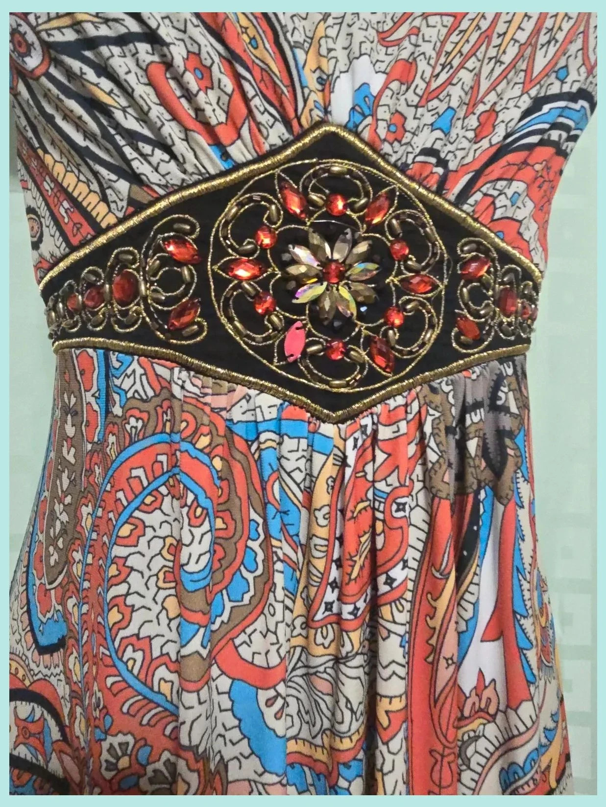 Multicolor Paisley Embellished Dress – Bodyflirt – taille M / 38 / 10 4