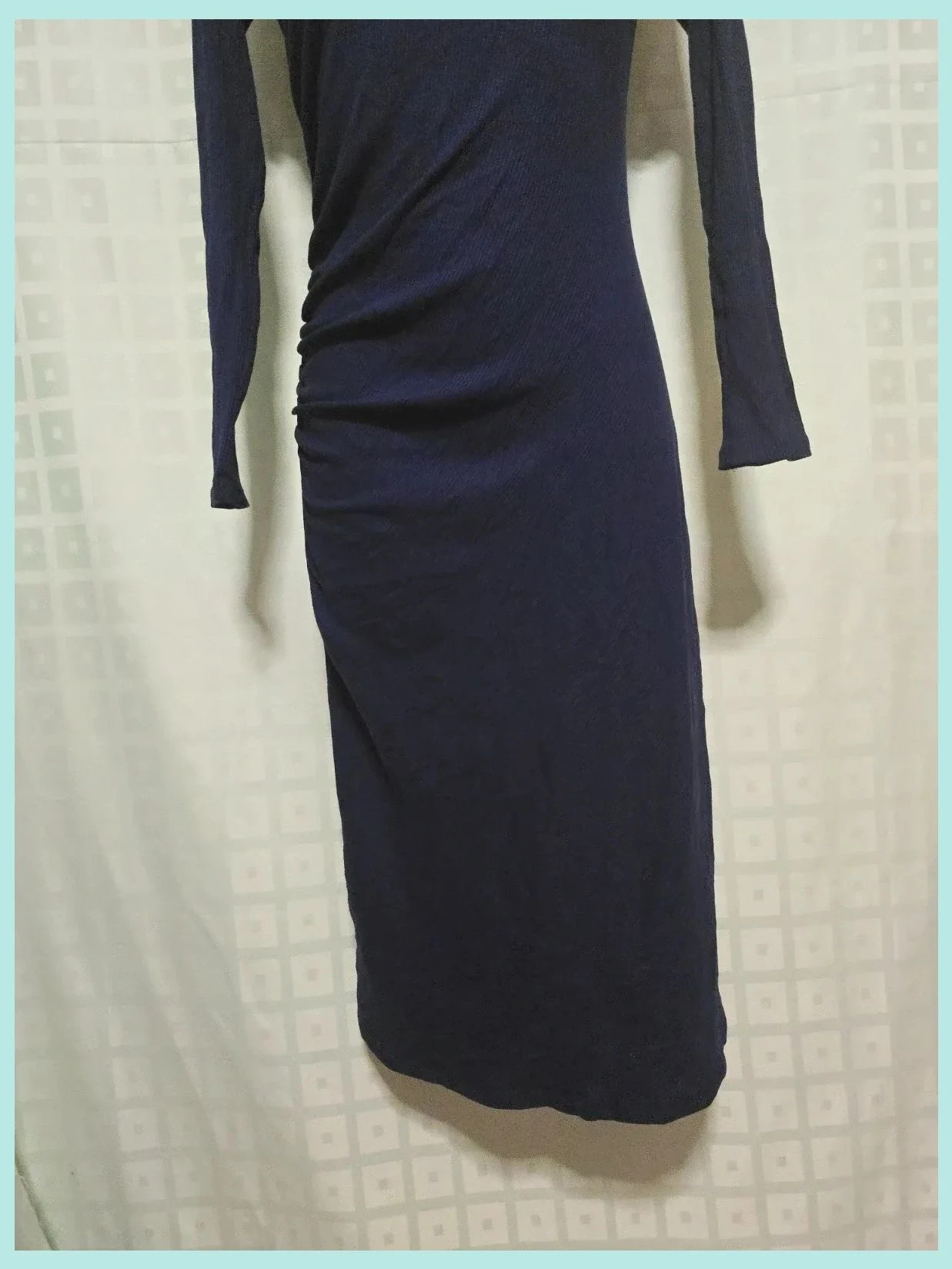 Navy Blue Ruched Midi Dress – Zara – taille M / 38 / 10 3