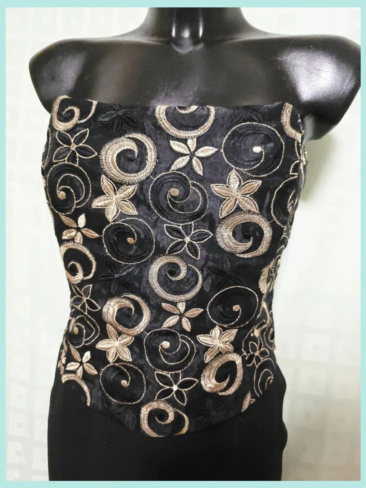 Black Embroidered Corset Midi Dress – Vintage Dressing – taille XL / 42 / 14 2