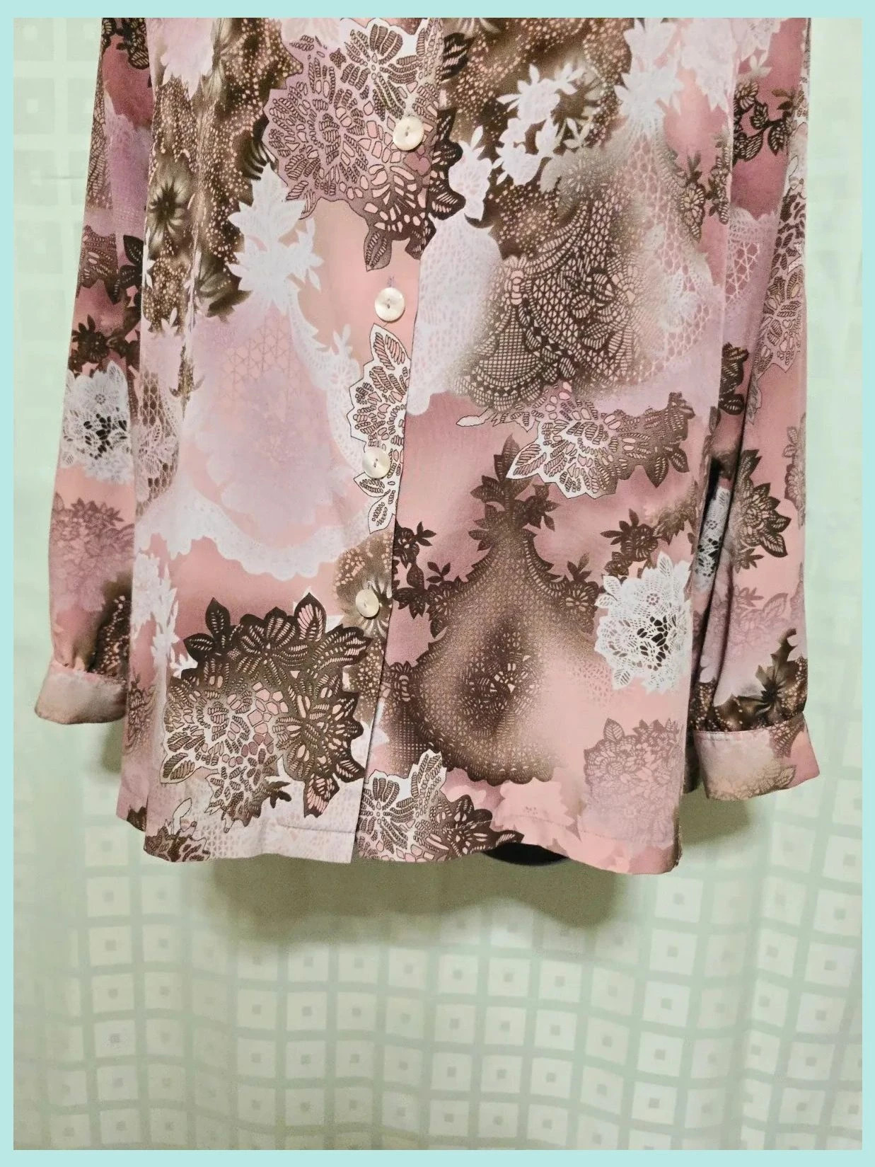 Lace Print Button Down Blouse – Karting – taille 4XL / 48 / 20 3