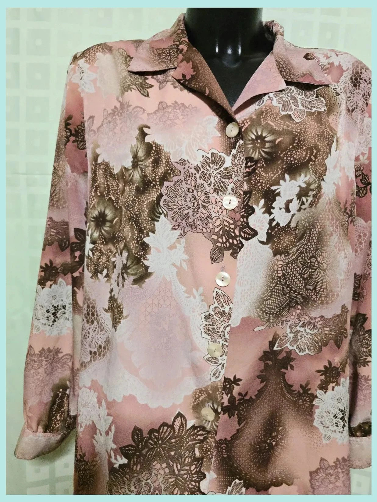 Lace Print Button Down Blouse – Karting – taille 4XL / 48 / 20 2