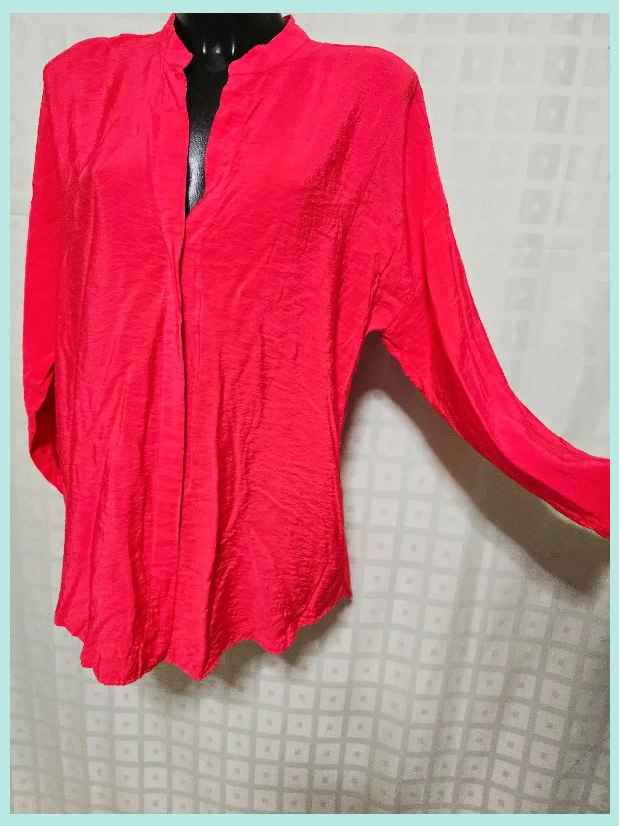 Red Crinkle Mandarin Collar Oversized Blouse – Mint Velvet – taille M / 38 / 10 2