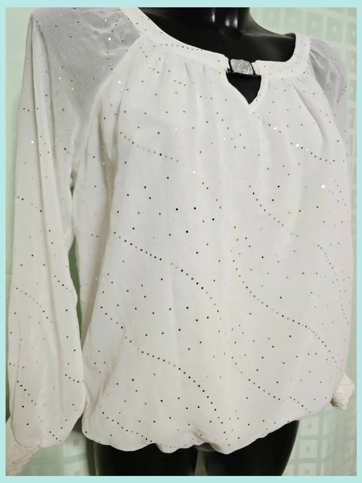 White Sparkle Puff Sleeve Blouse – Wallis – taille S / 36 / 8 2
