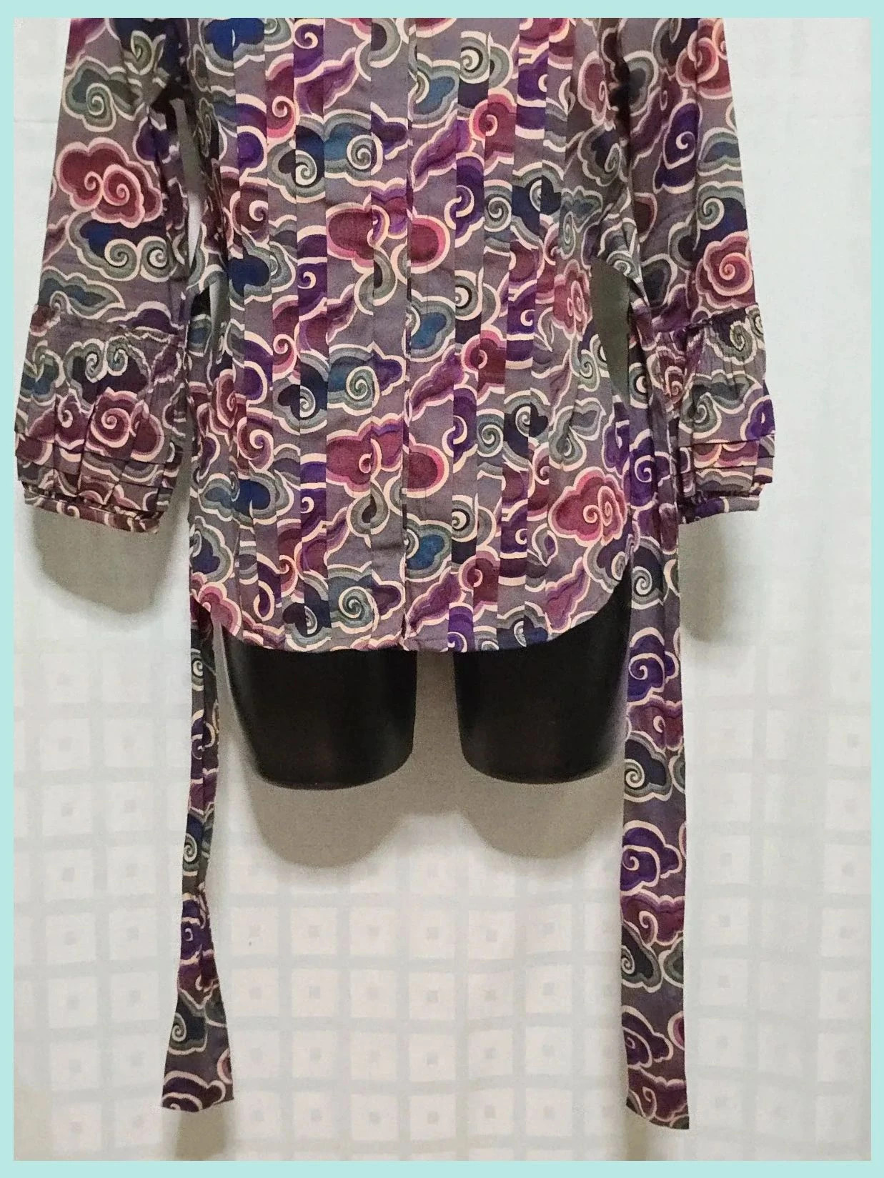 Purple Cloud Print Pleated Tie-Back Blouse – Almatrichi – taille M / 38 / 10 2