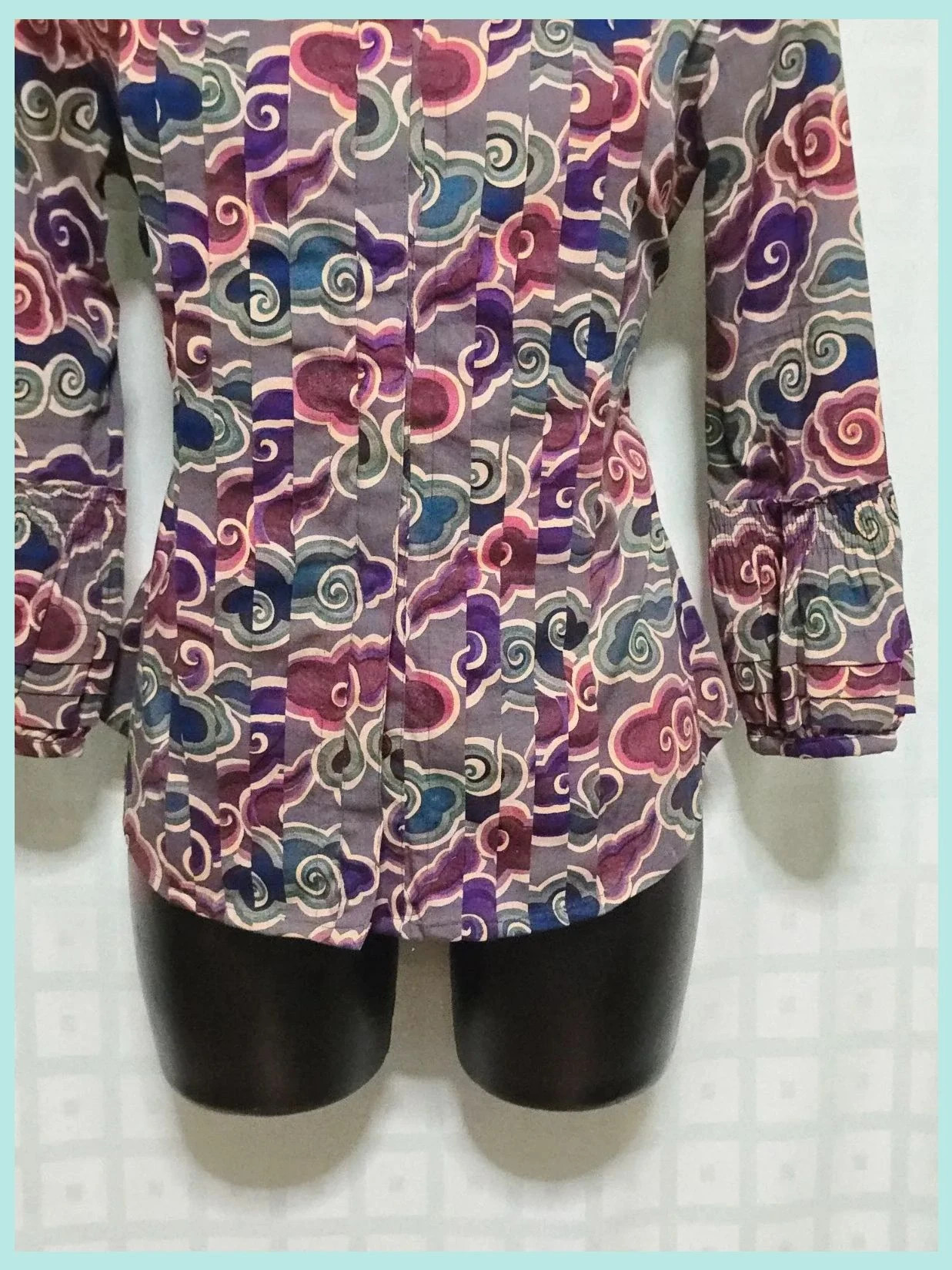 Purple Cloud Print Pleated Tie-Back Blouse – Almatrichi – taille M / 38 / 10 4