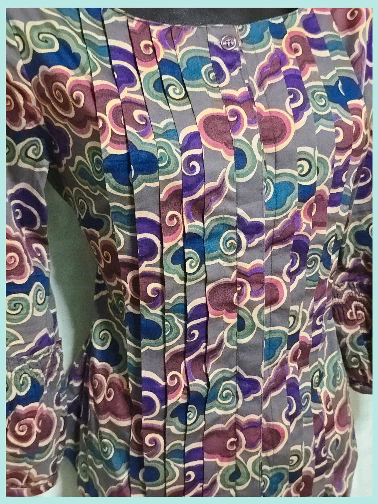 Purple Cloud Print Pleated Tie-Back Blouse – Almatrichi – taille M / 38 / 10 5