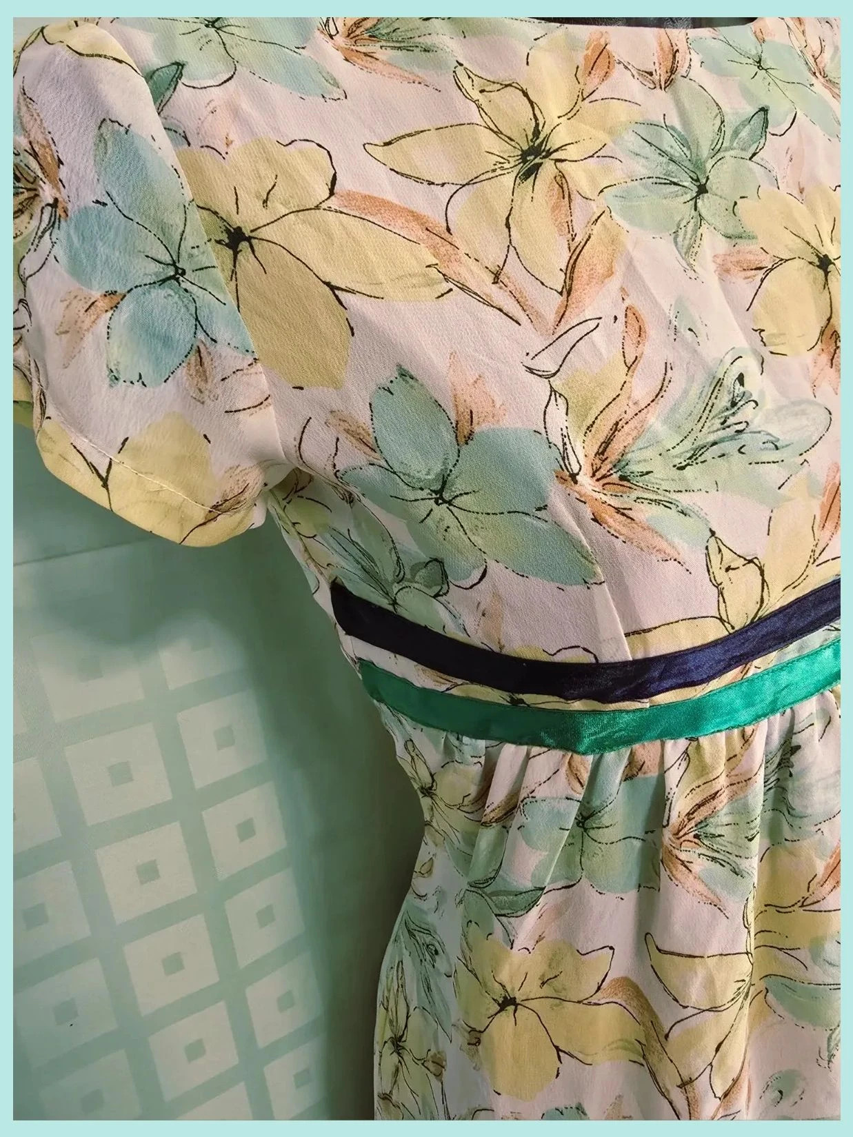 Vintage Floral Empire Waist Ribbon Dress – Vintage Dressing – taille Taille unique 5