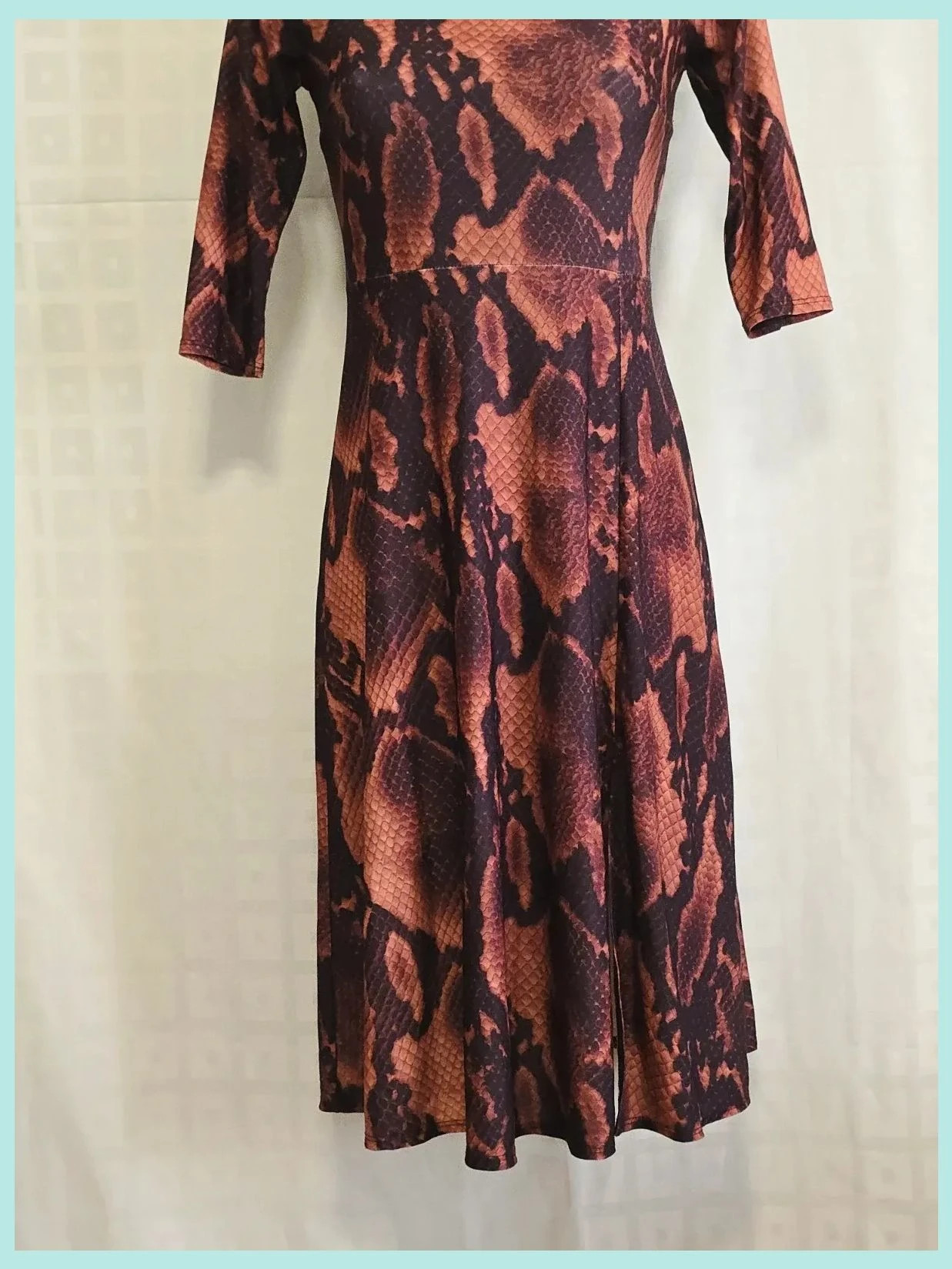 Brown Snakeskin Print Midi Flare Dress – Dorothy Perkins – taille XS / 34 / 6 3