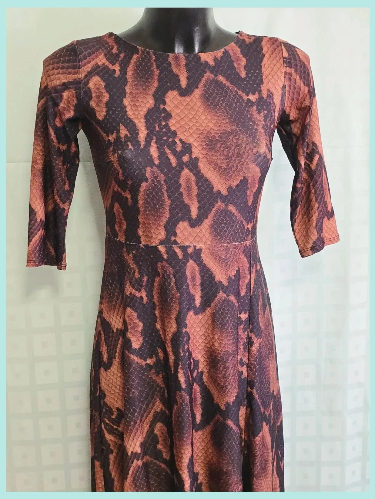 Brown Snakeskin Print Midi Flare Dress – Dorothy Perkins – taille XS / 34 / 6 5