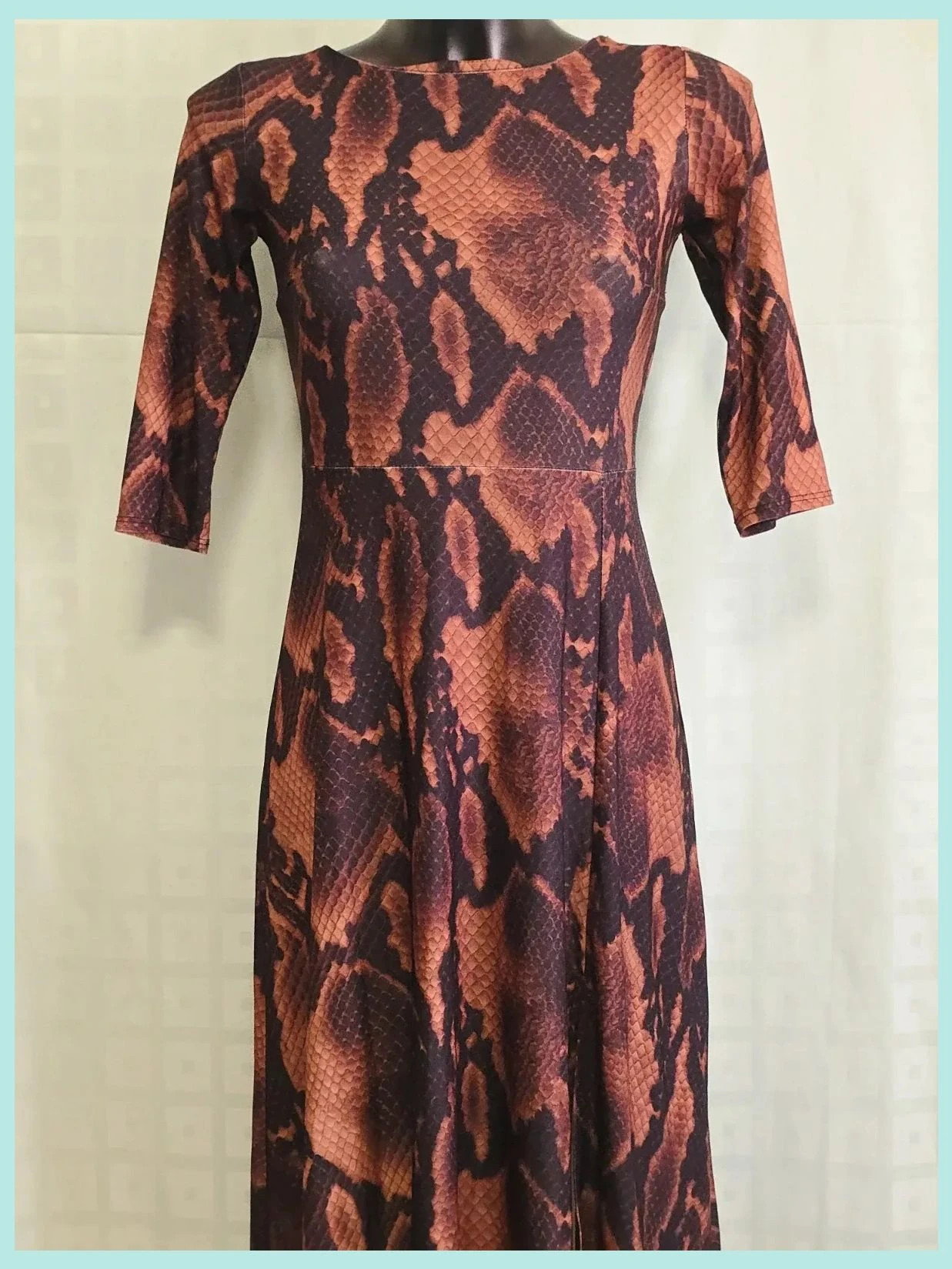 Brown Snakeskin Print Midi Flare Dress – Dorothy Perkins – taille XS / 34 / 6 2