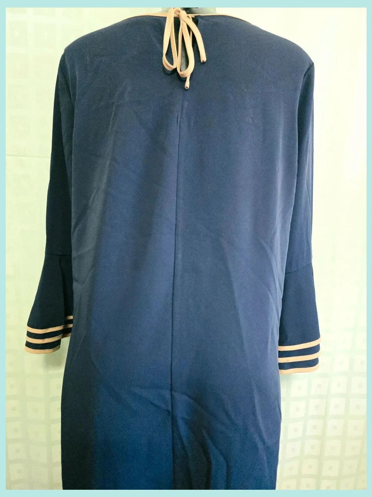 Navy Bell Sleeve Contrast Trim Dress – Wallis – taille XL / 42 / 14 4