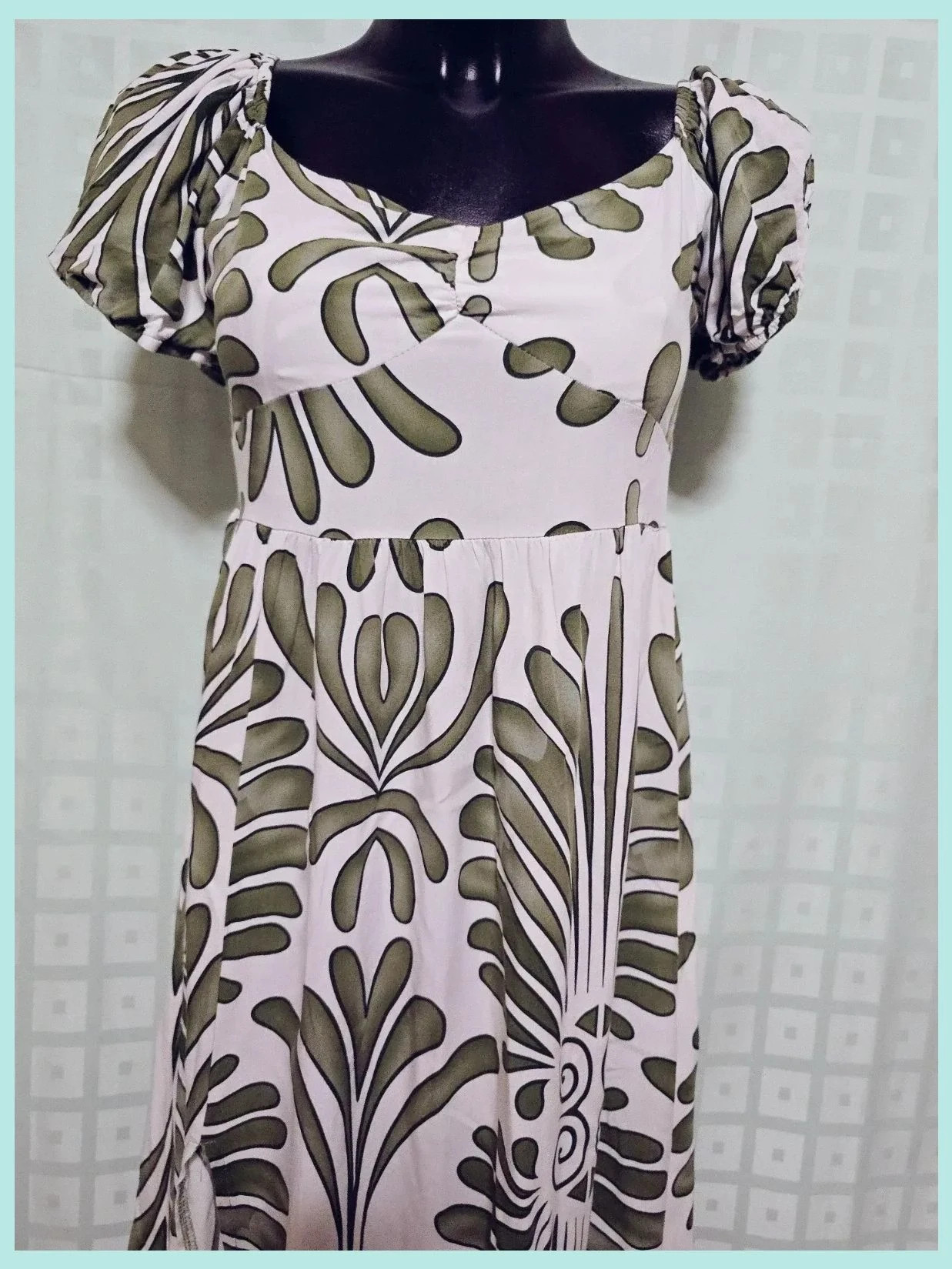 White Green Leaf Dress – Vintage Dressing – taille M / 38 / 10 2