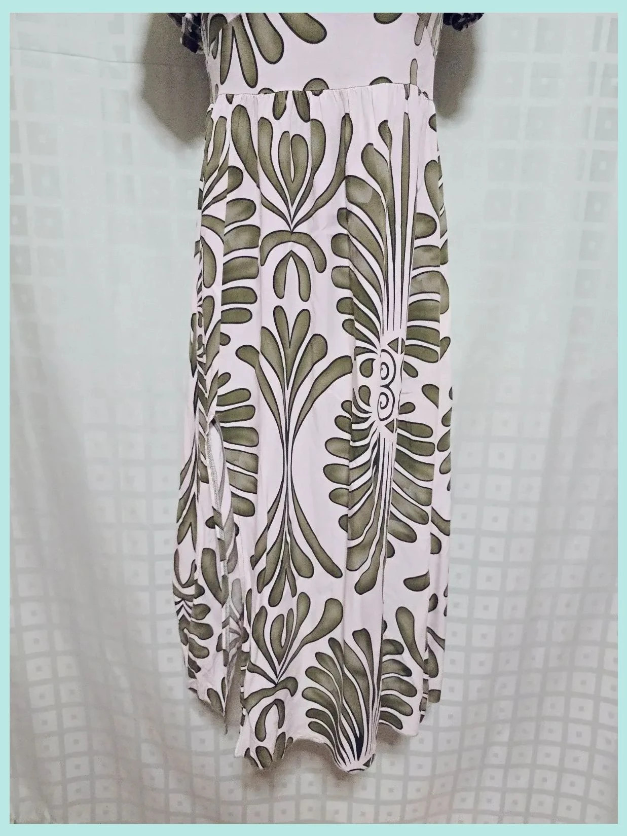 White Green Leaf Dress – Vintage Dressing – taille M / 38 / 10 3