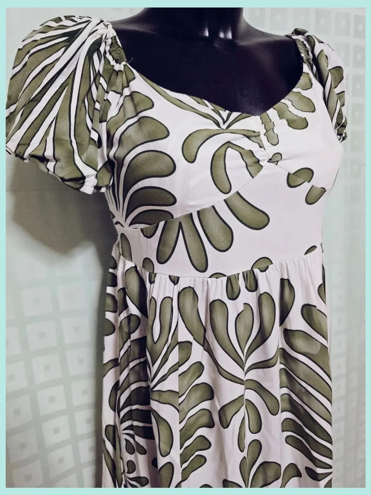 White Green Leaf Dress – Vintage Dressing – taille M / 38 / 10 5