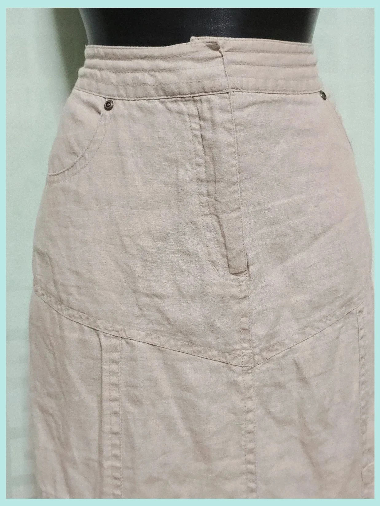 Beige linen blend maxi skirt – Fransa – taille XL / 42 / 14 2