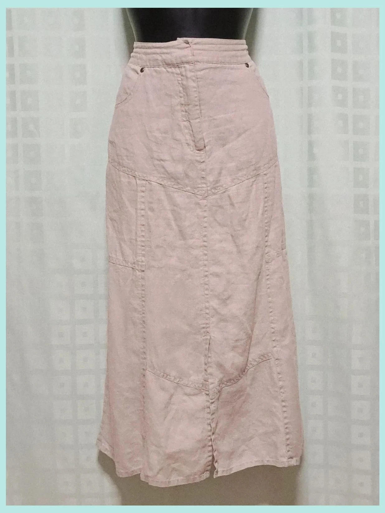 Beige linen blend maxi skirt