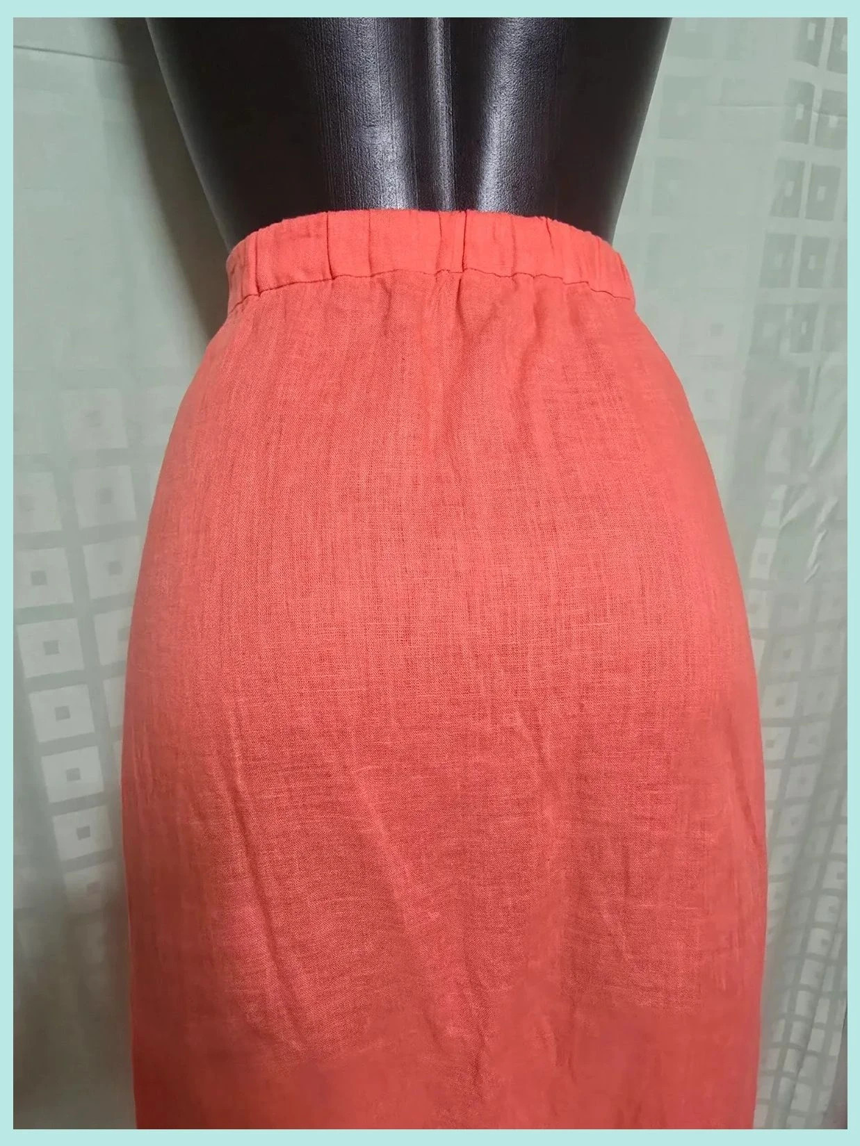 Coral 100% Linen Button Midi Skirt – Vintage Dressing – taille Taille unique 4