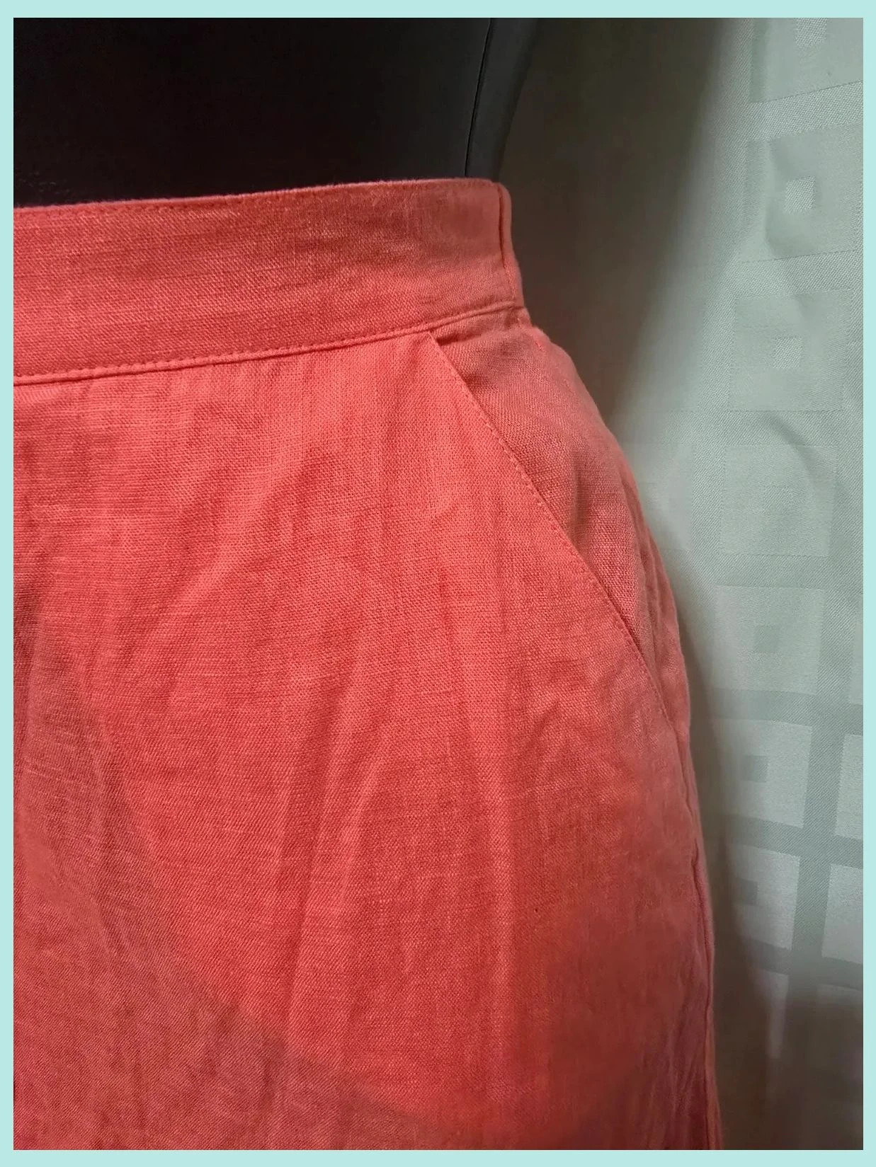 Coral 100% Linen Button Midi Skirt – Vintage Dressing – taille Taille unique 5