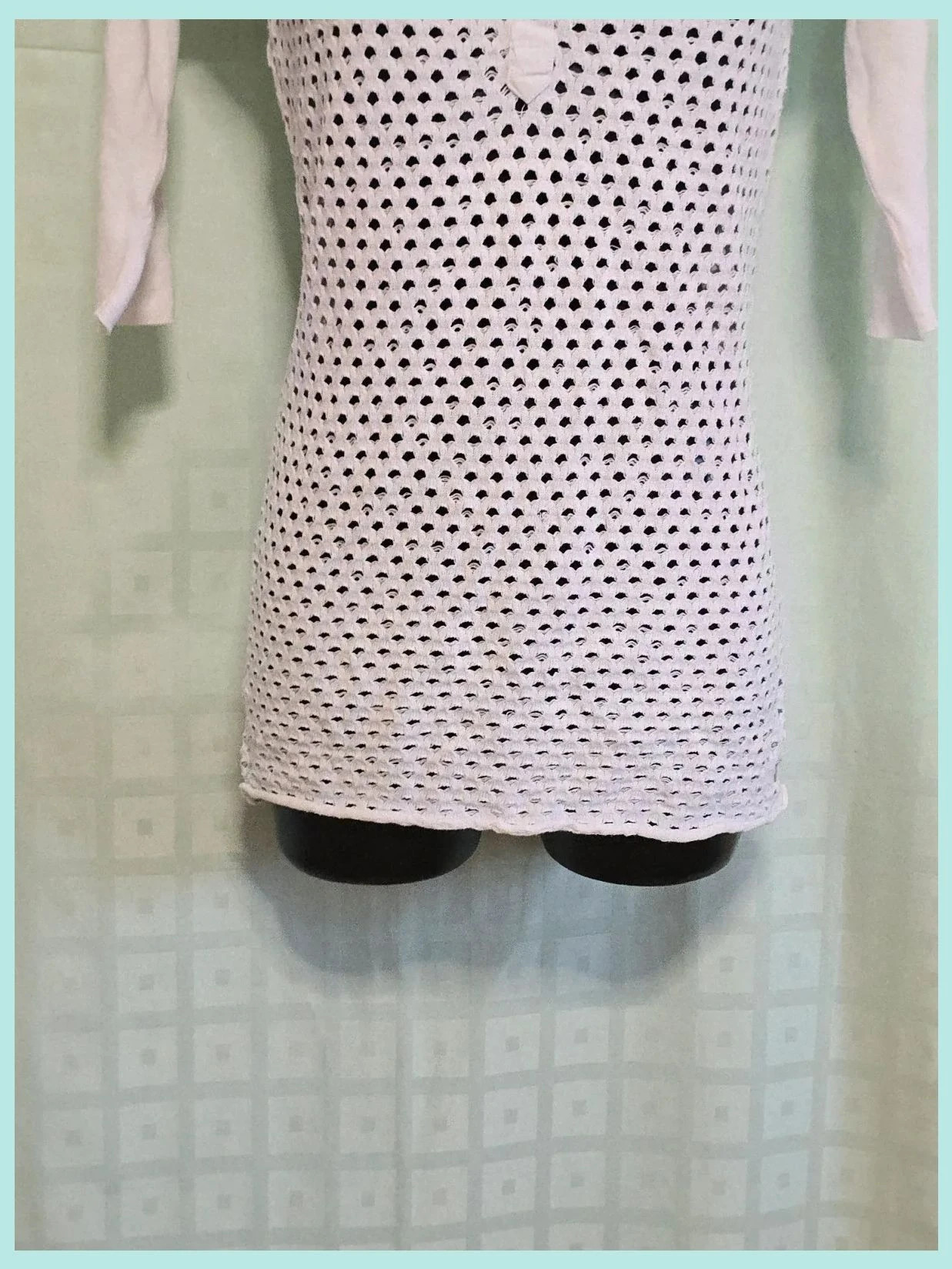 White crochet knit henley top – Adolfo Dominguez – taille XS / 34 / 6 3