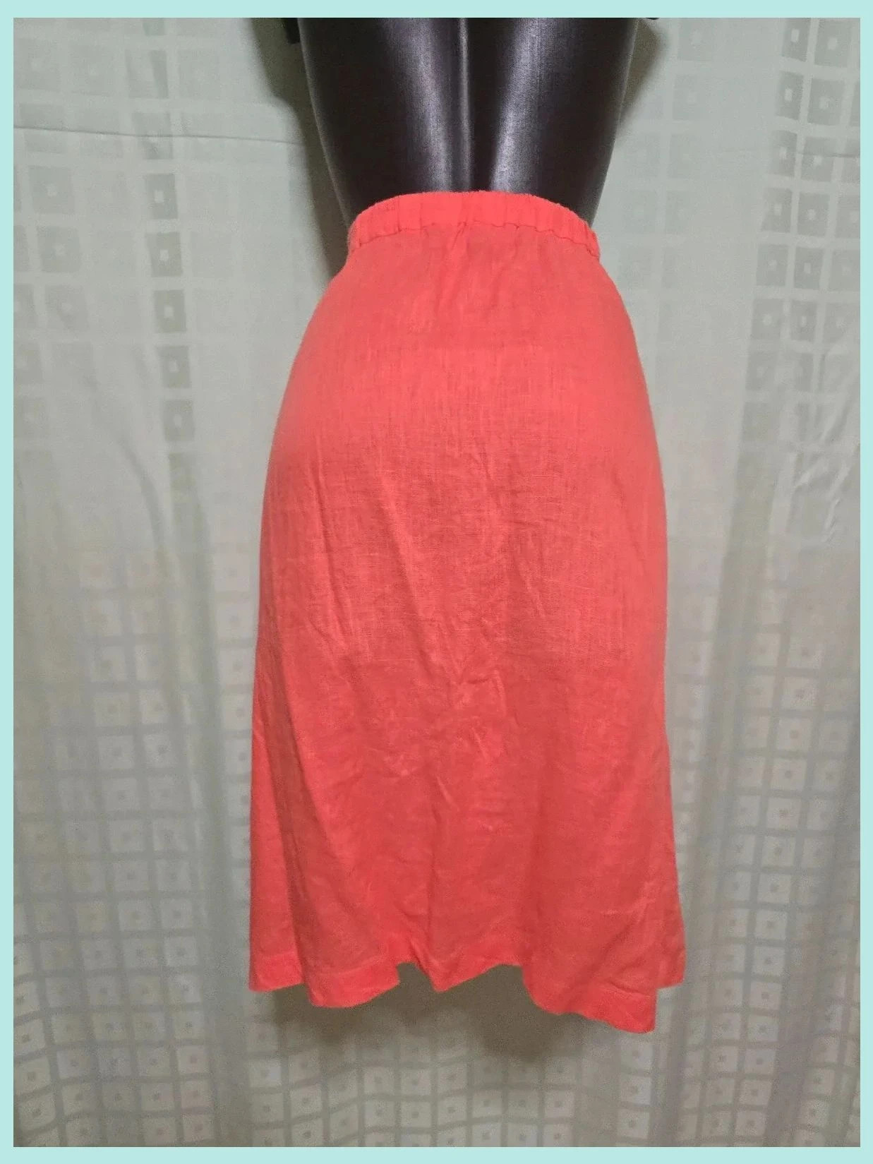 Coral 100% Linen Button Midi Skirt – Vintage Dressing – taille Taille unique 3