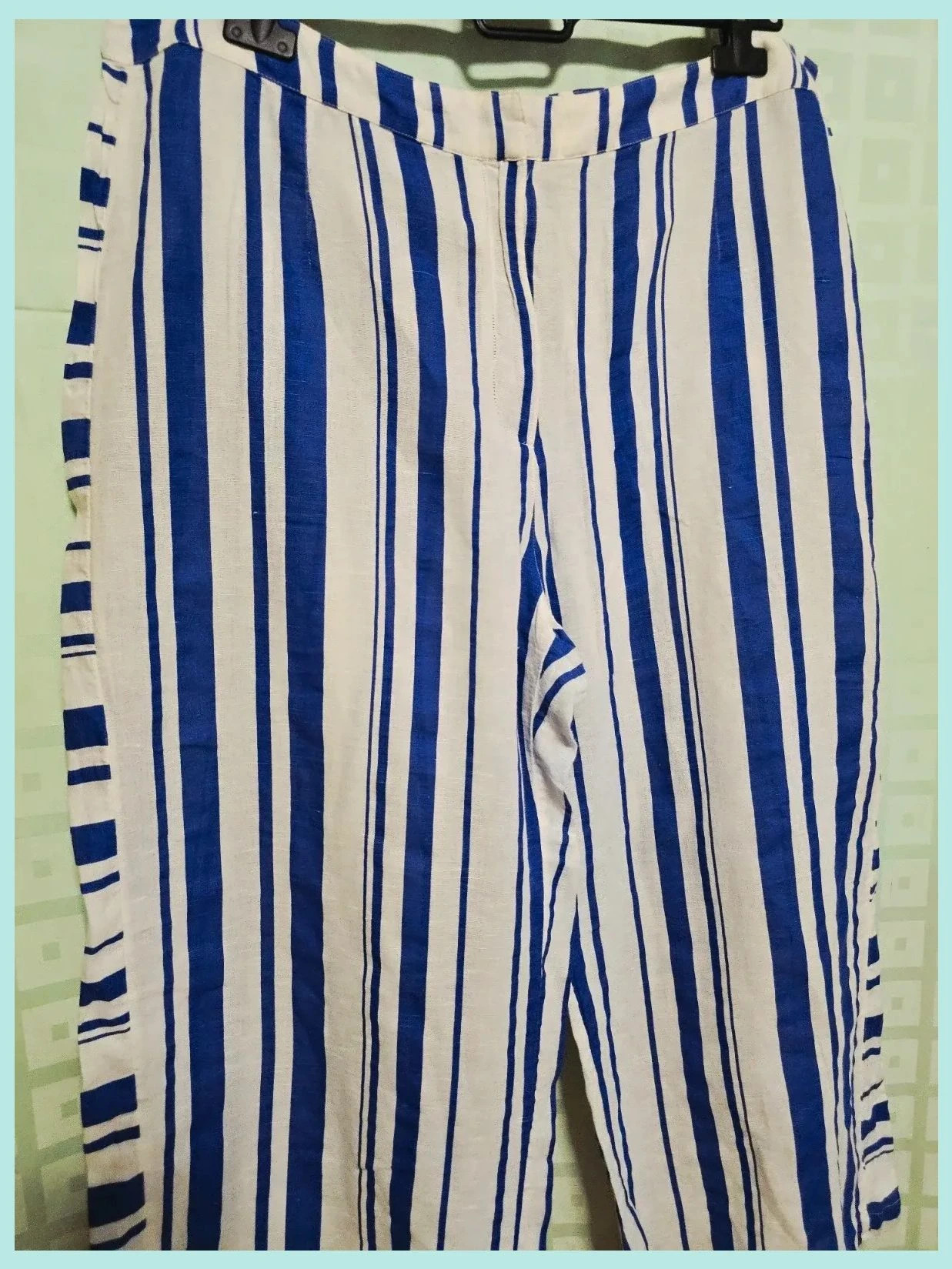 Navy & White Striped Linen Cropped Pants – Monsoon – taille 4XL / 48 / 20 2