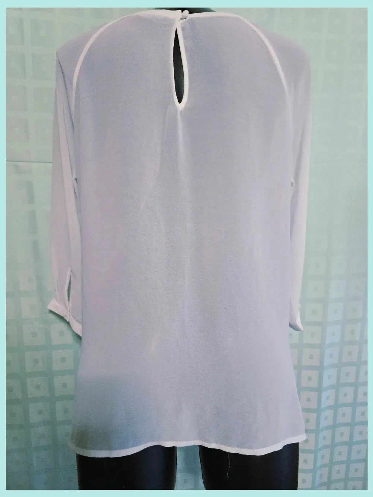 Blusa Blanca Semitransparente Bordada Estilo Bohemio – H&M – taille XL / 42 / 14 5