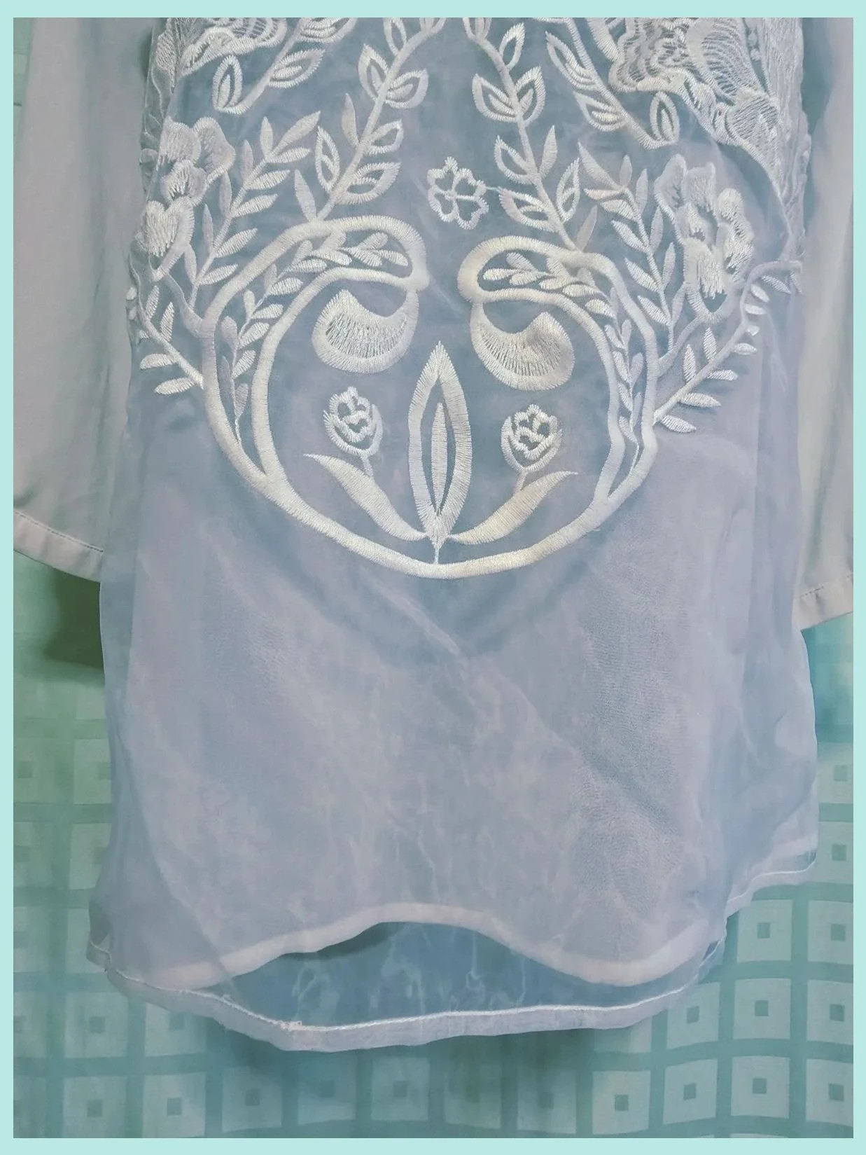 Blusa Blanca Semitransparente Bordada Estilo Bohemio – H&M – taille XL / 42 / 14 3