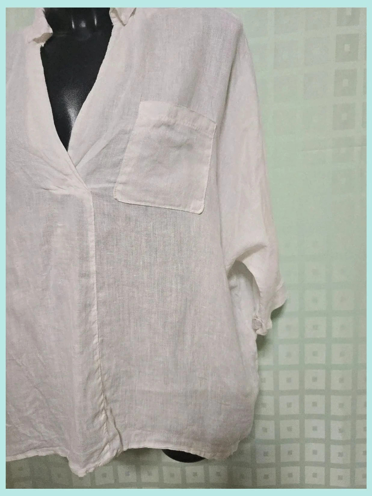 White linen shirt 68 Bust 136 cm – PLANET – taille 4XL / 48 / 20 4