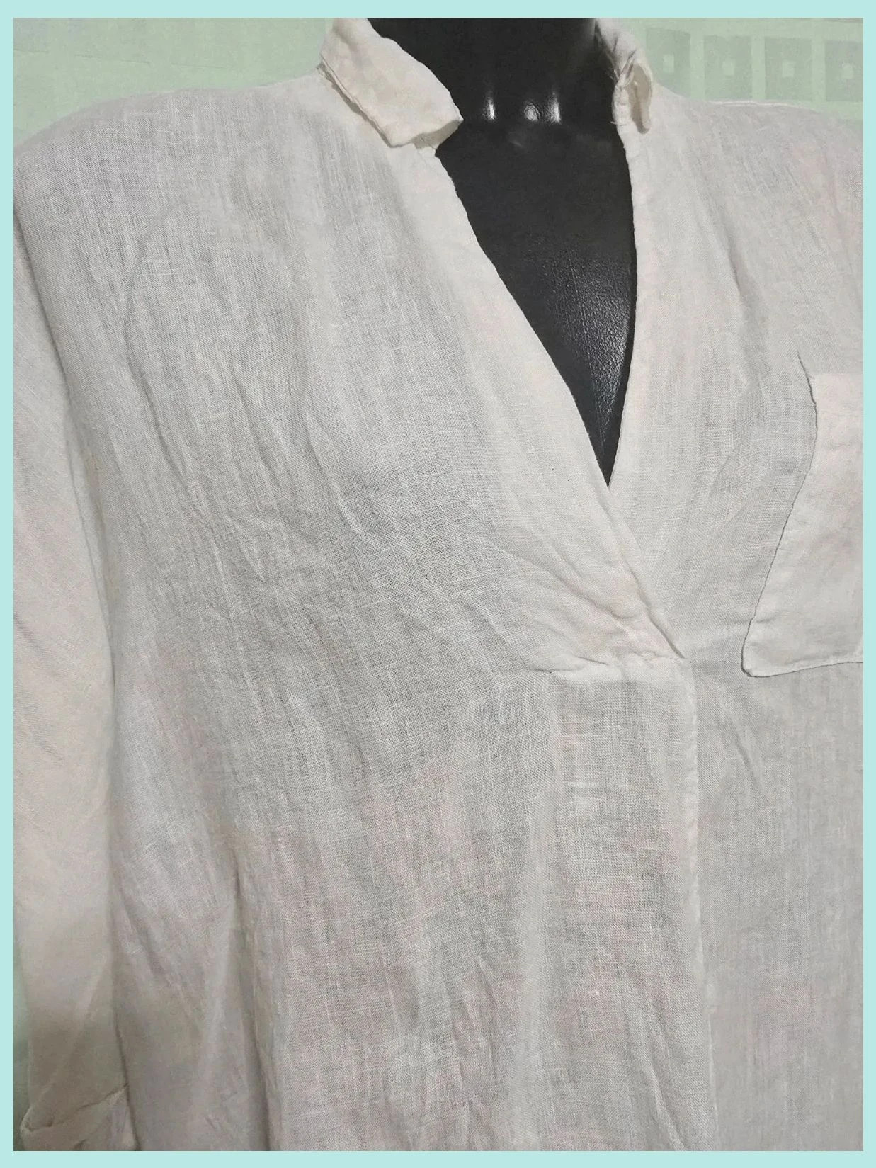 White linen shirt 68 Bust 136 cm – PLANET – taille 4XL / 48 / 20 5