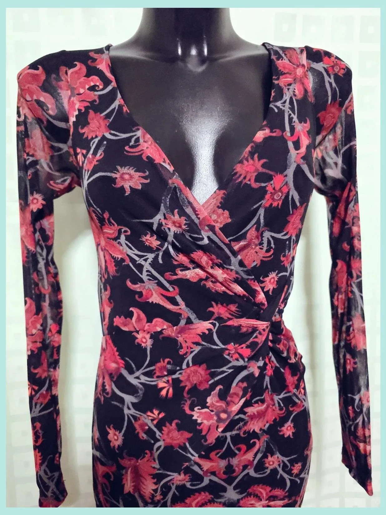 Black Red Floral Bodycon Dress – Mexx – taille M / 38 / 10 2