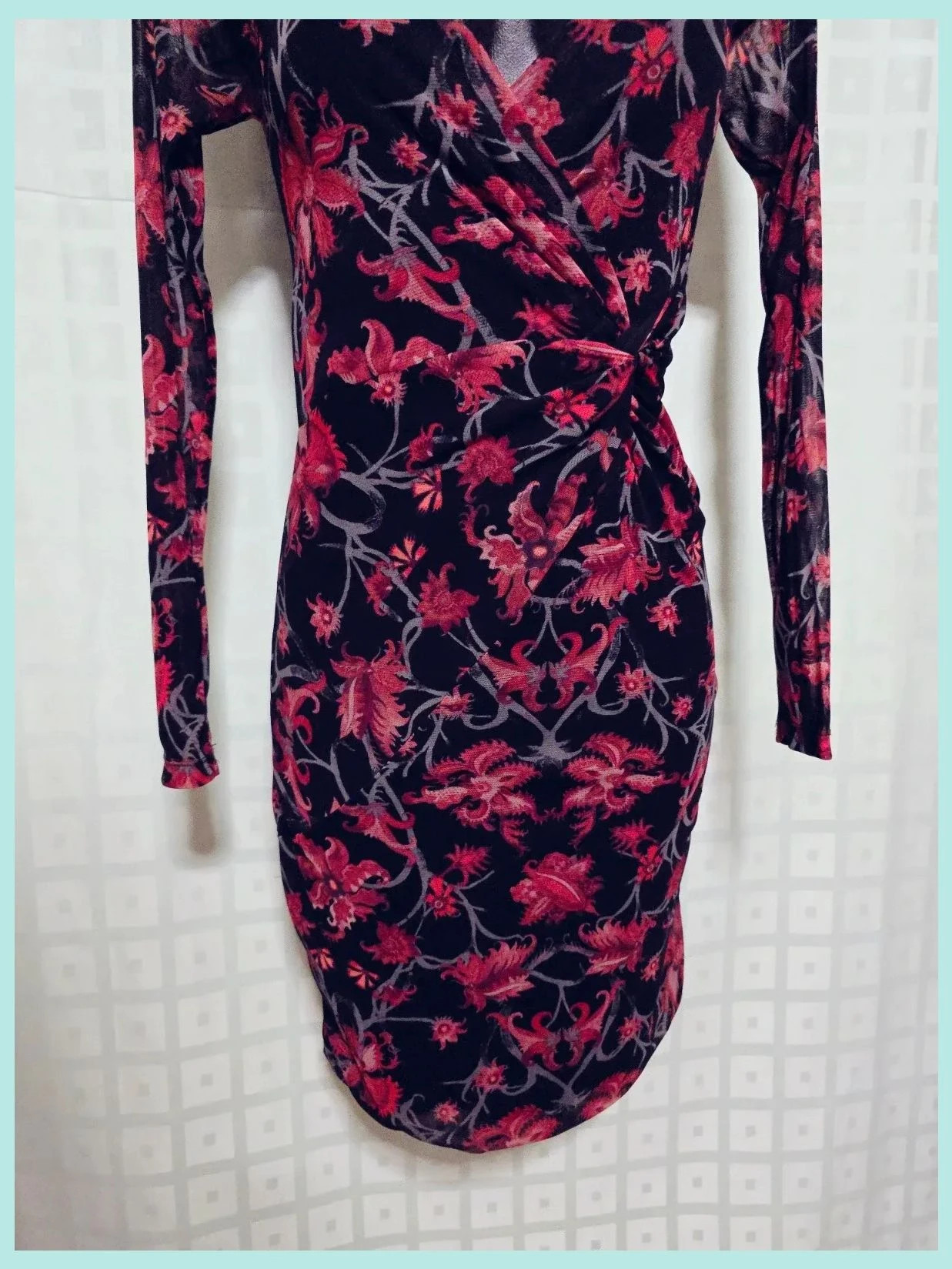 Black Red Floral Bodycon Dress – Mexx – taille M / 38 / 10 4