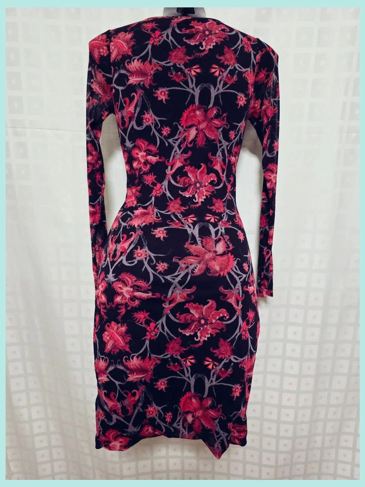 Black Red Floral Bodycon Dress – Mexx – taille M / 38 / 10 5