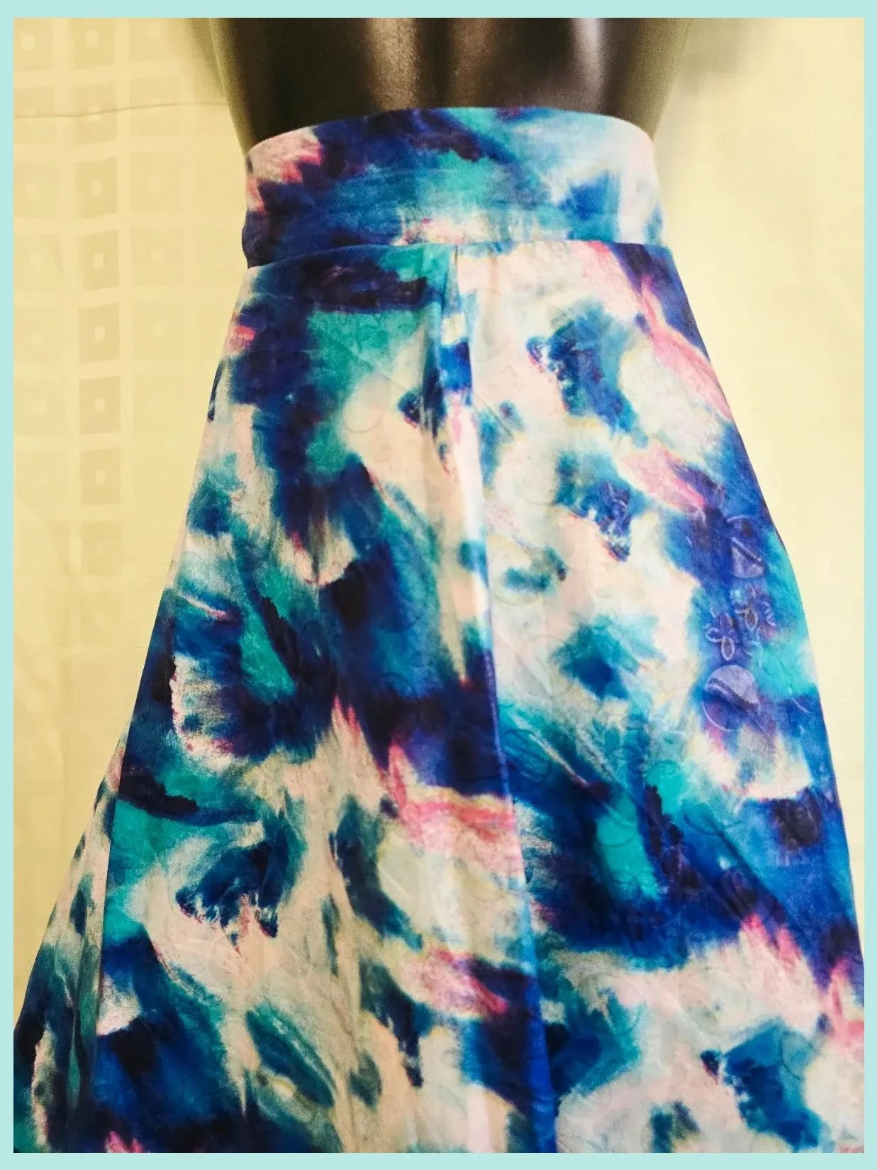 Vibrant Blue Abstract A-Line Skirt – Vintage Dressing – taille 4XL / 48 / 20 2