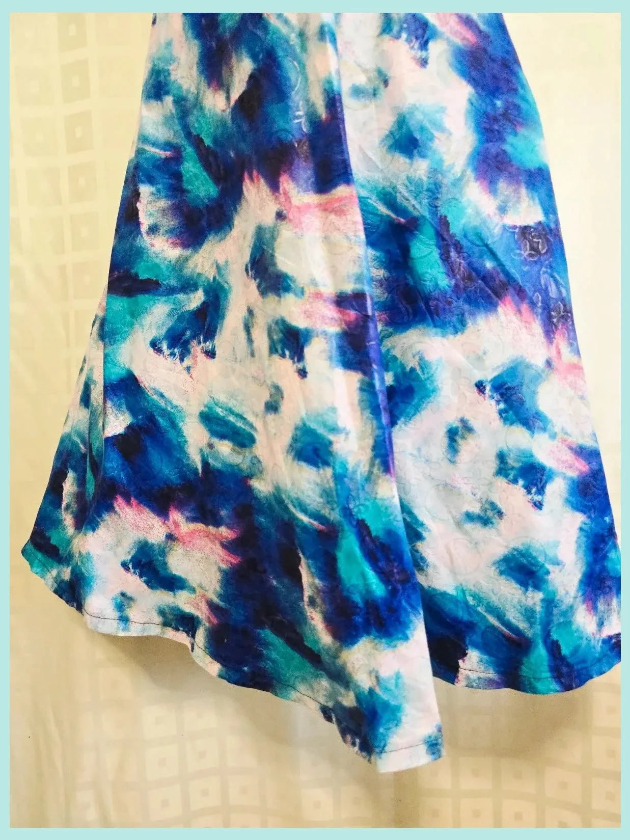 Vibrant Blue Abstract A-Line Skirt – Vintage Dressing – taille 4XL / 48 / 20 3