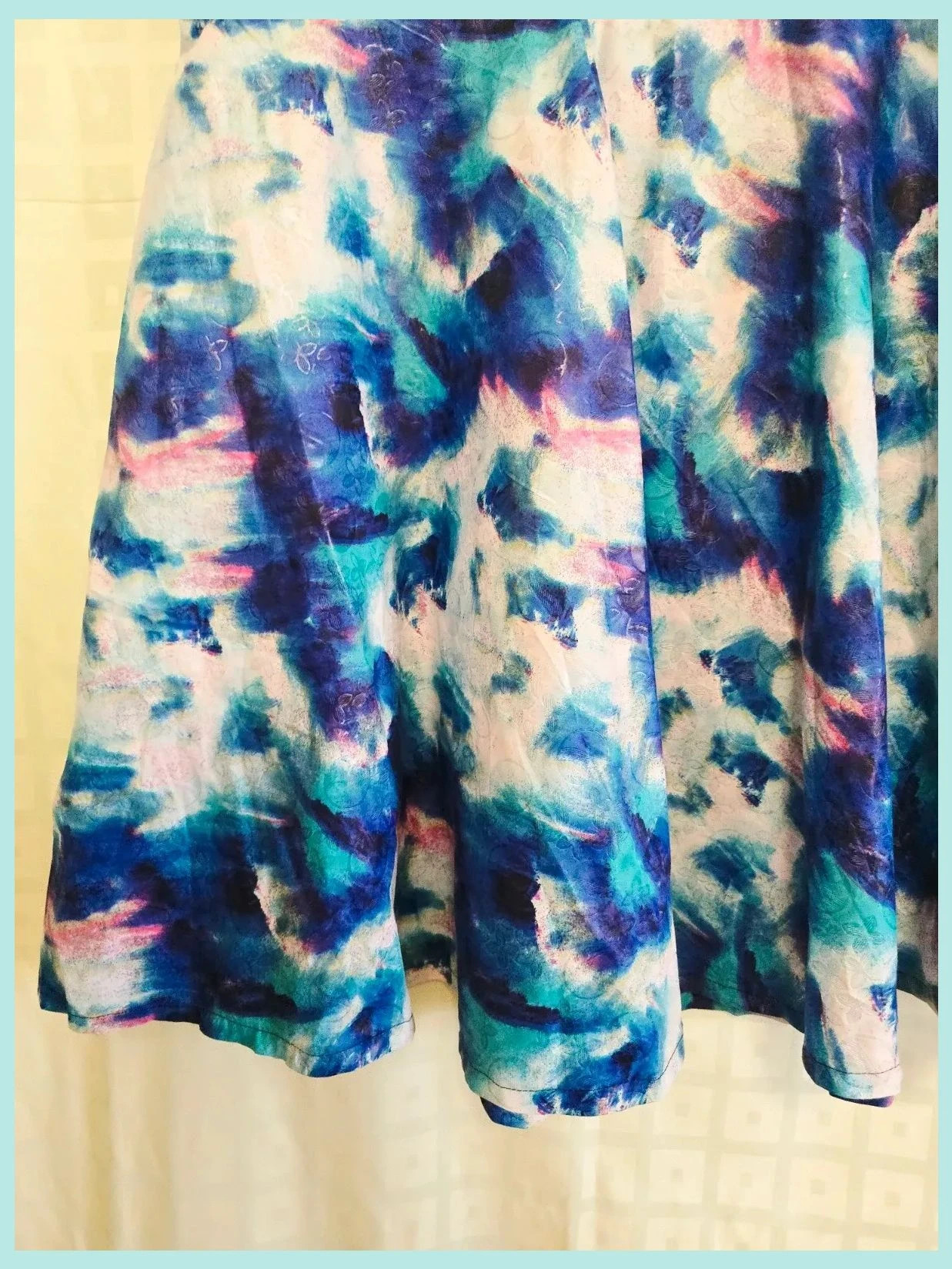 Vibrant Blue Abstract A-Line Skirt – Vintage Dressing – taille 4XL / 48 / 20 5