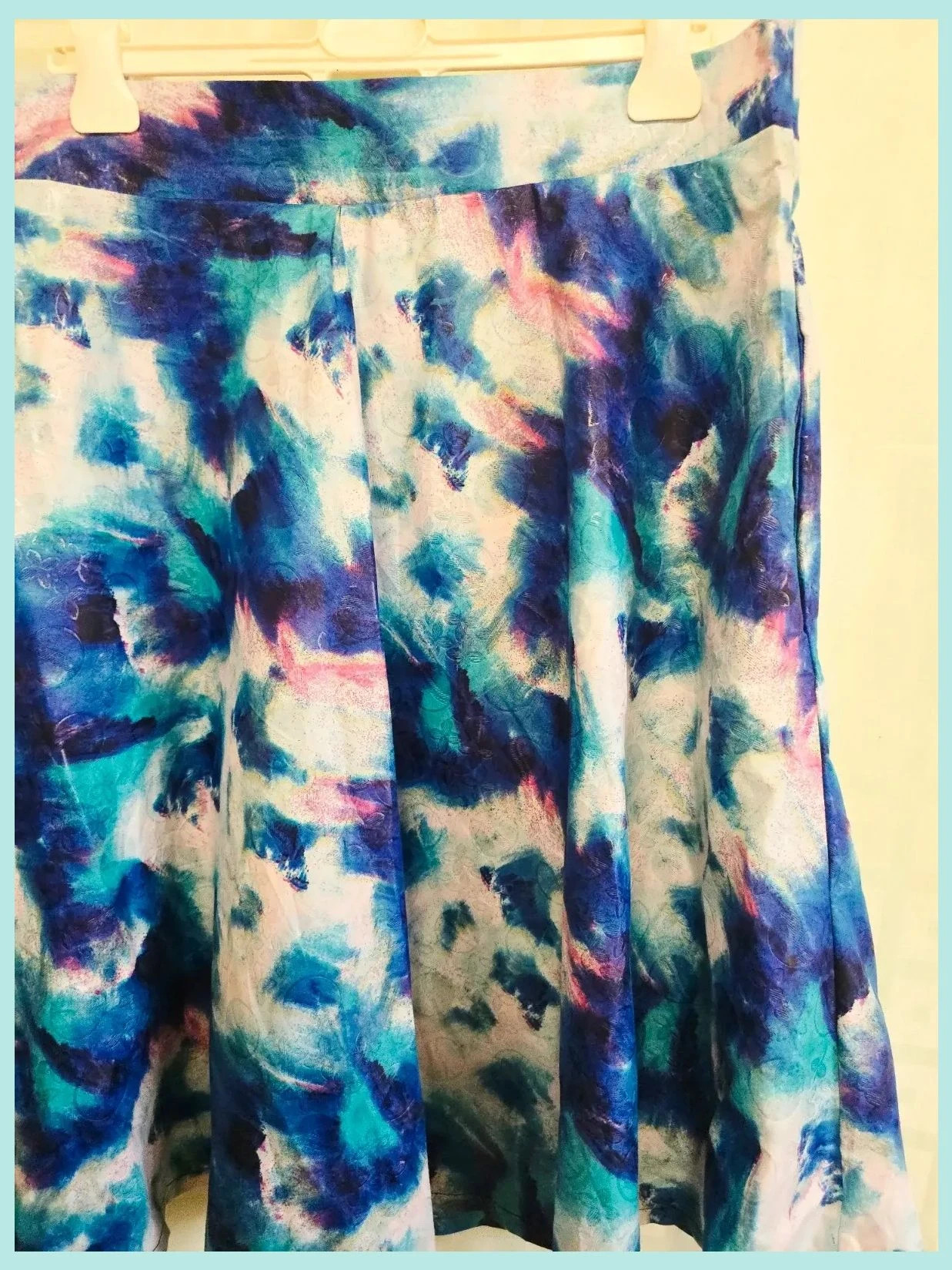 Vibrant Blue Abstract A-Line Skirt – Vintage Dressing – taille 4XL / 48 / 20 4