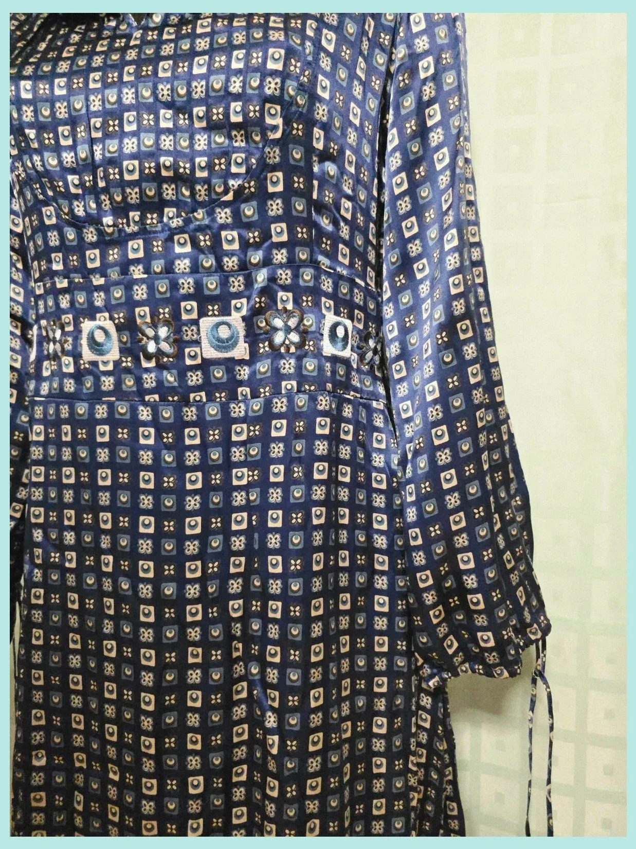 Vintage Boho Patterned Midi Dress – Riverside – taille L / 40 / 12 4