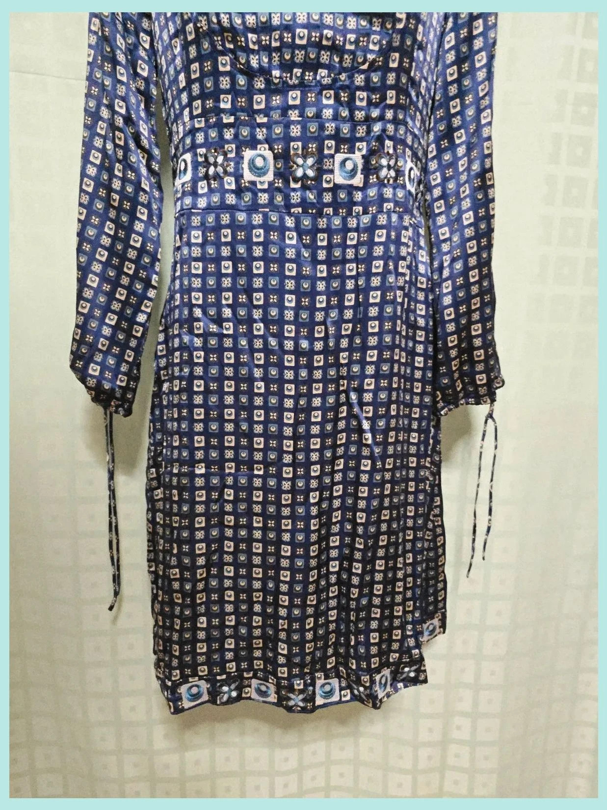 Vintage Boho Patterned Midi Dress – Riverside – taille L / 40 / 12 3