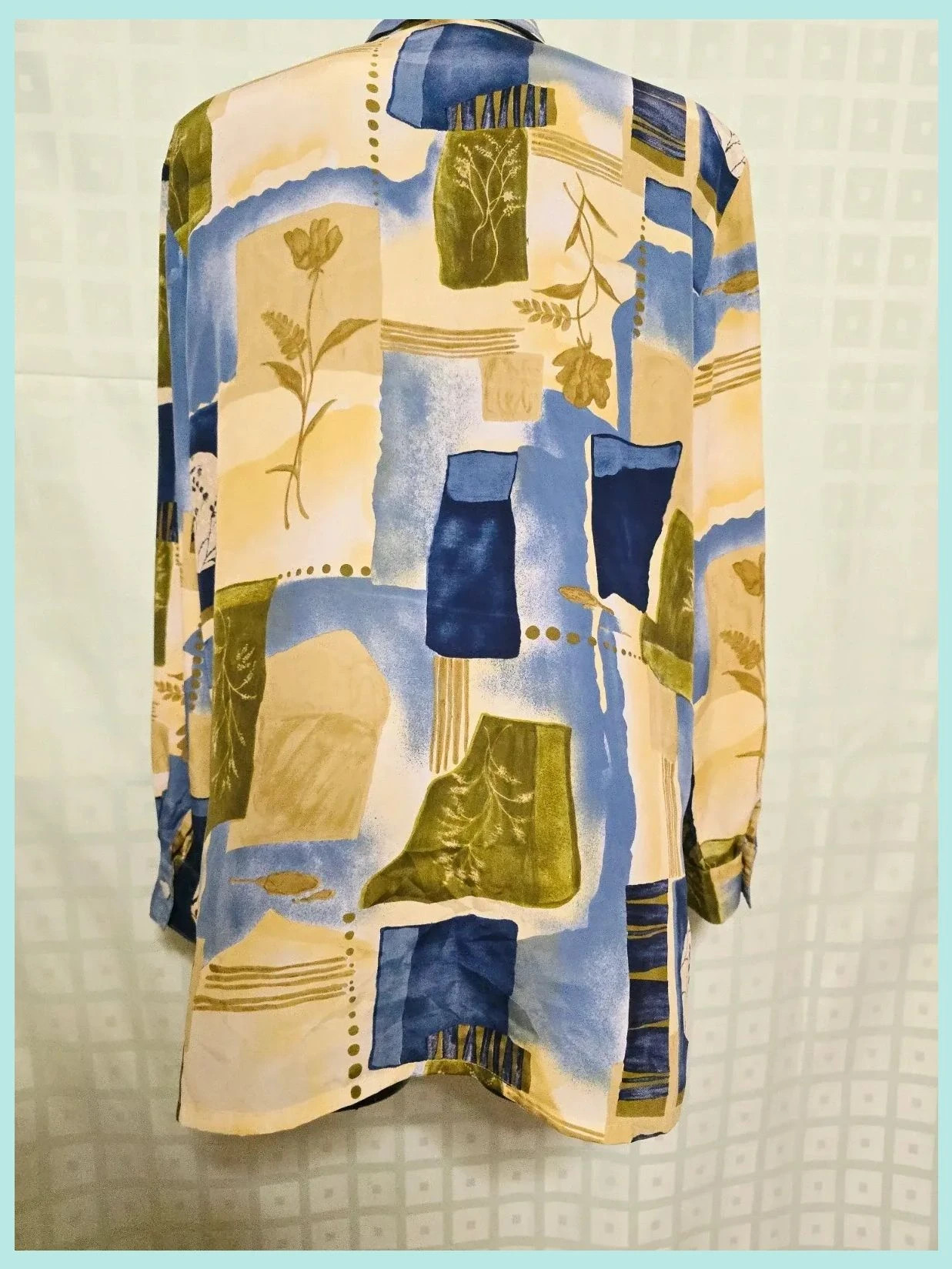 Vintage Abstract Geometric Print Long Sleeve Blouse – Vestidor Vintage – taille XXXL / 46 / 18 5